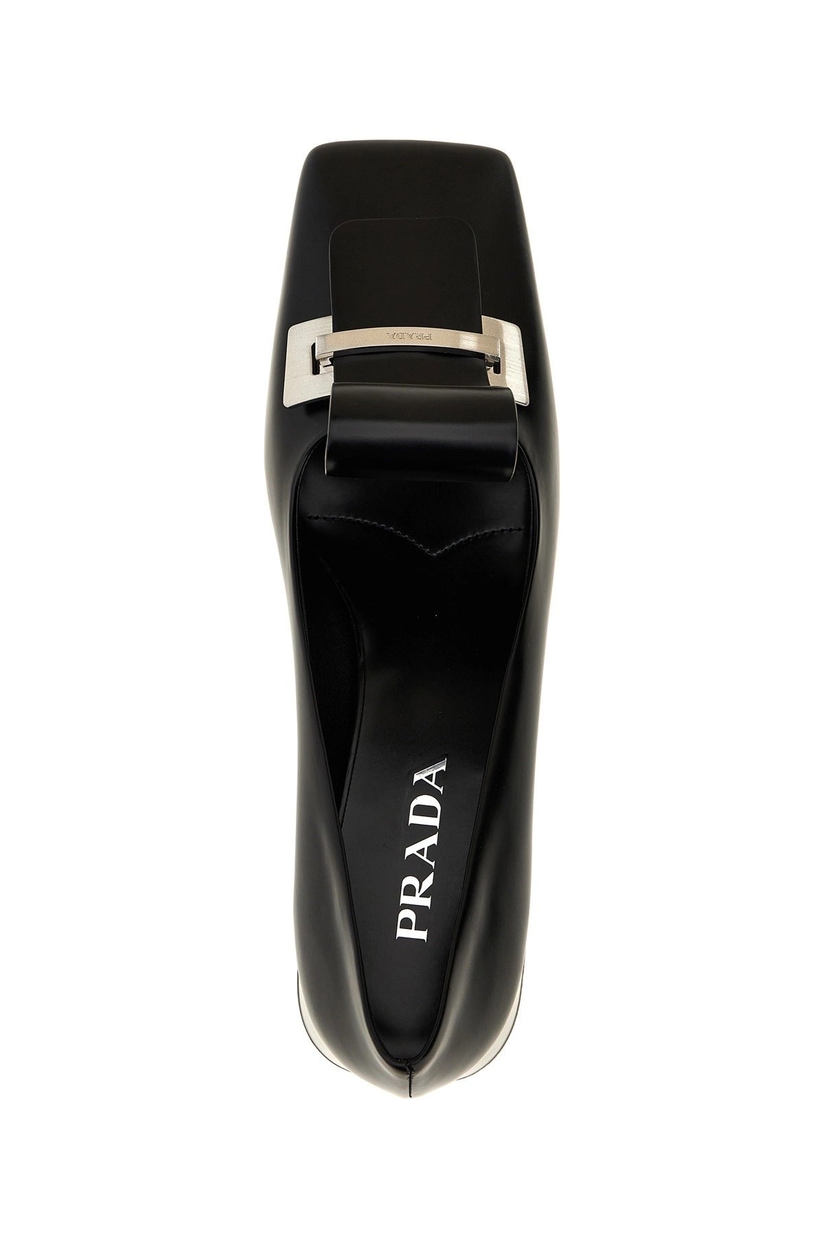 Prada Black Square Toe Leather Pumps
