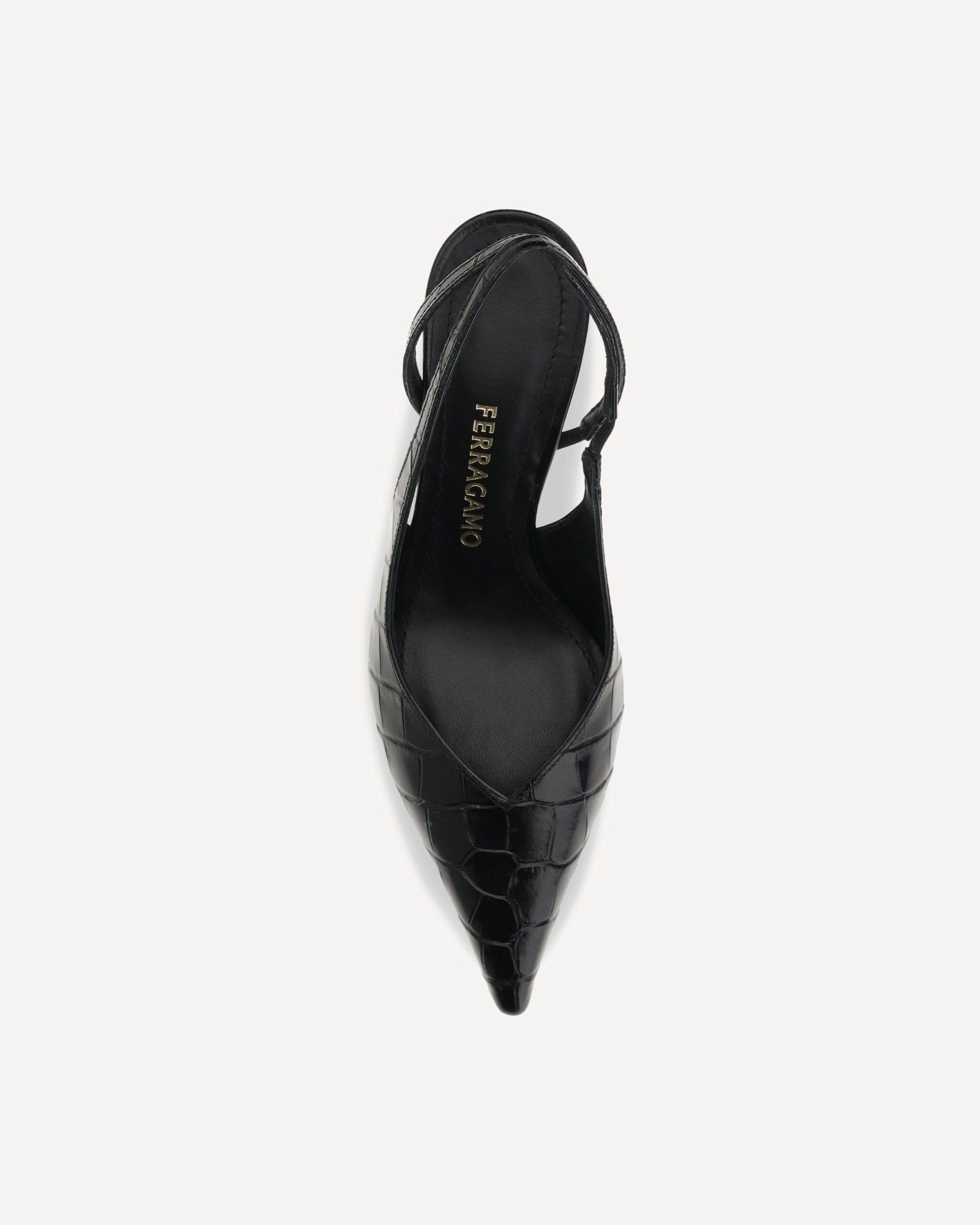 Ferragamo Crocodile-Effect Leather Slingback Pumps