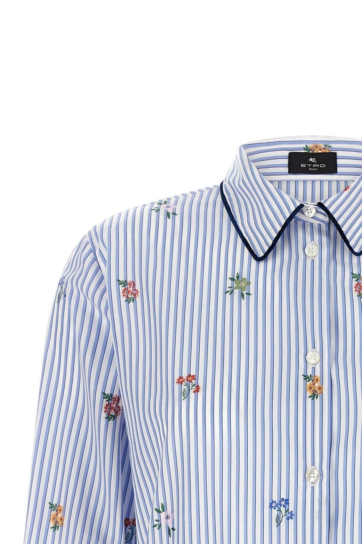 Etro Striped Floral Embroidery Shirt
