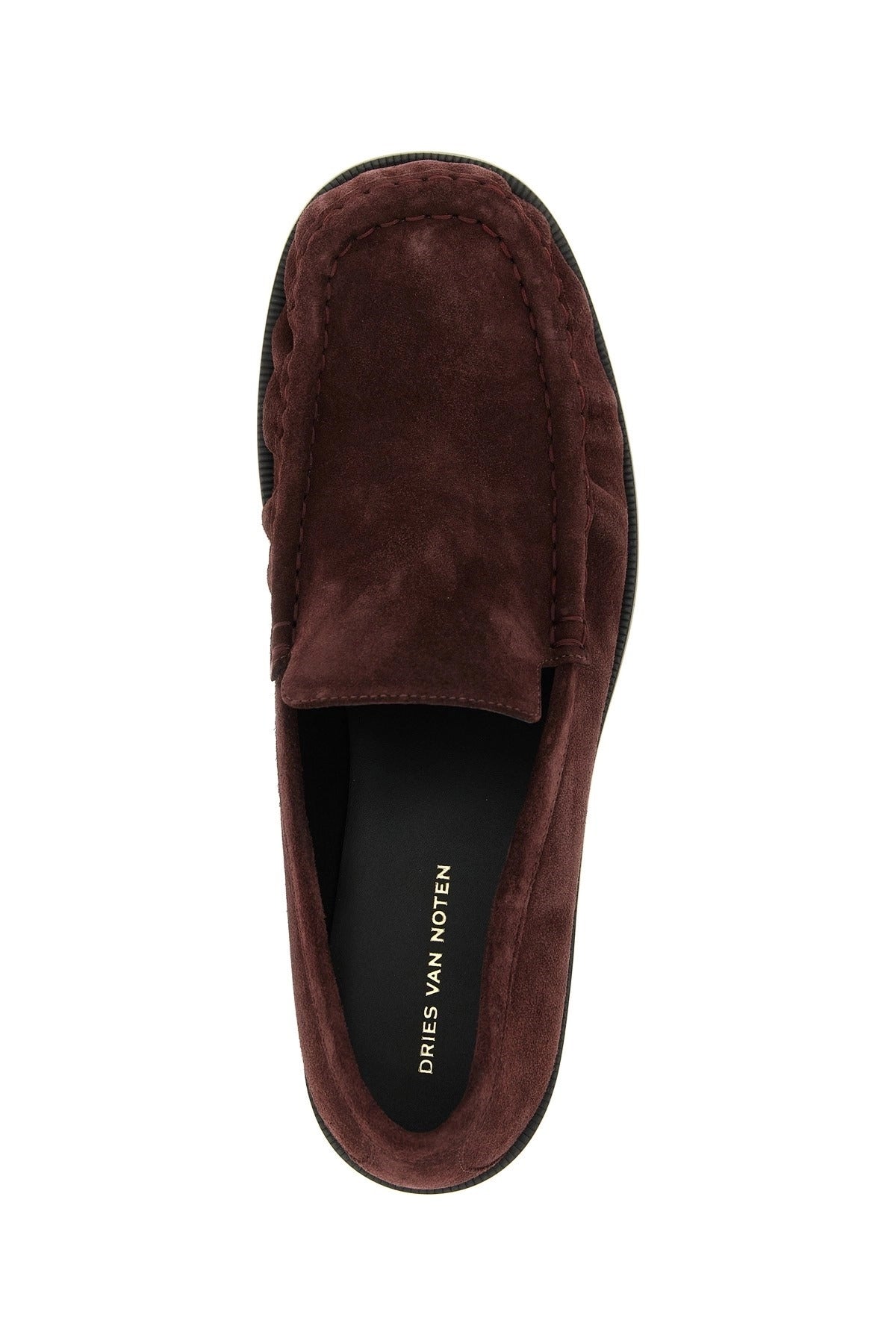 Dries Van Noten Bordeaux Suede Pleated Toe Loafers