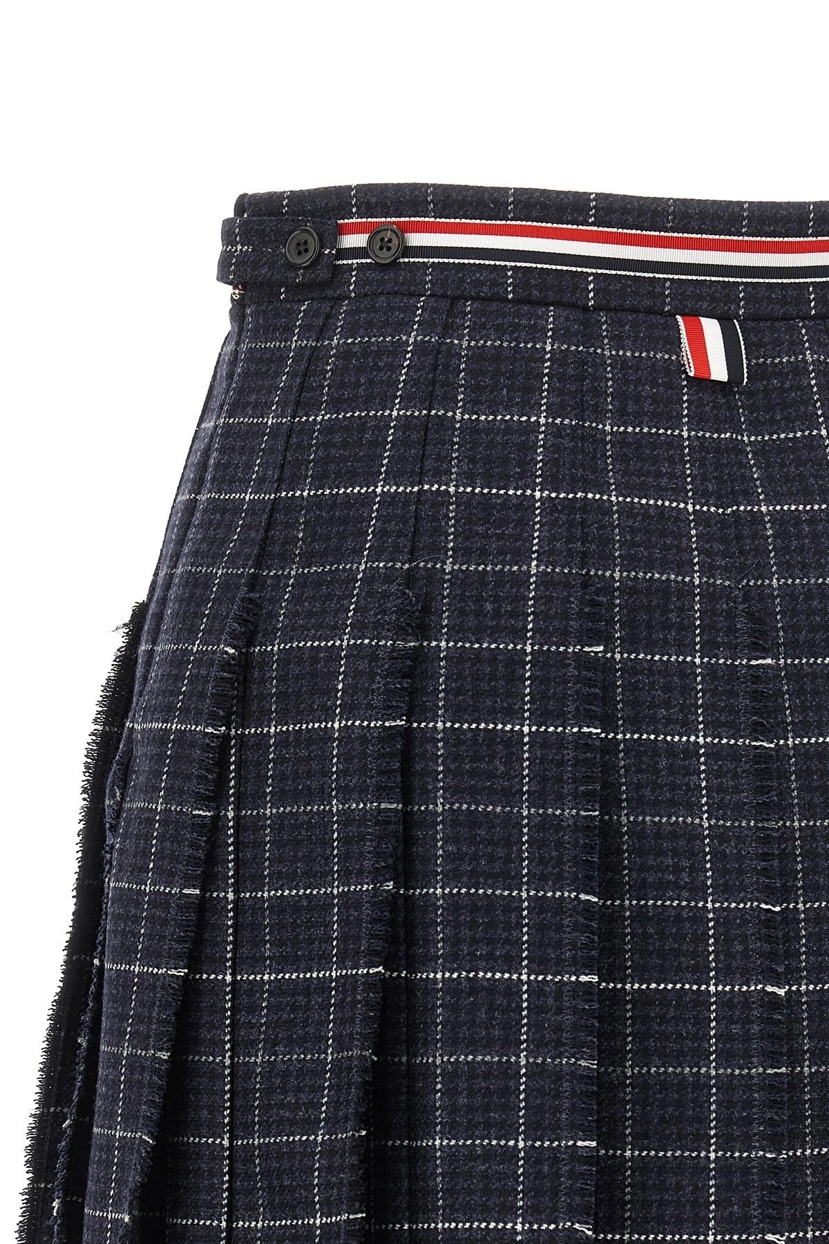 Thom Browne Rwb Pleated Tweed Skirt