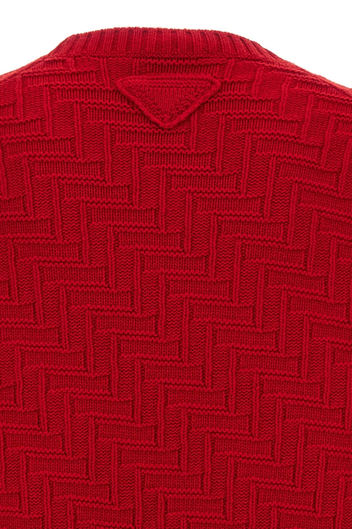 Prada Red Wool Cashmere Crew Neck Sweater