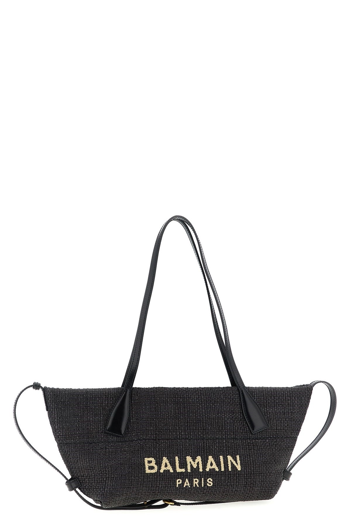 Balmain Track Small Rafia Tote Bag