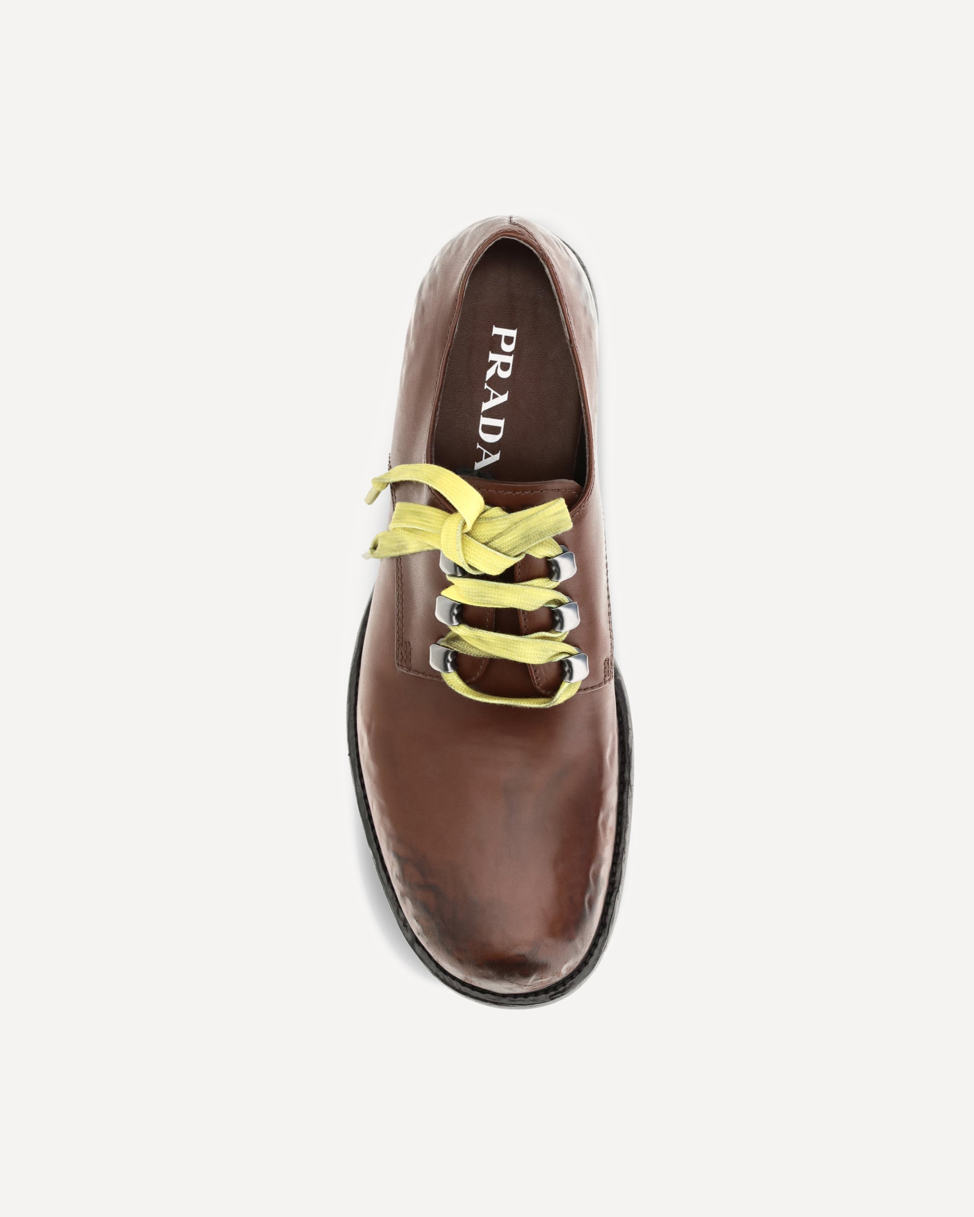 Prada Antique Leather Lace-Up Loafers