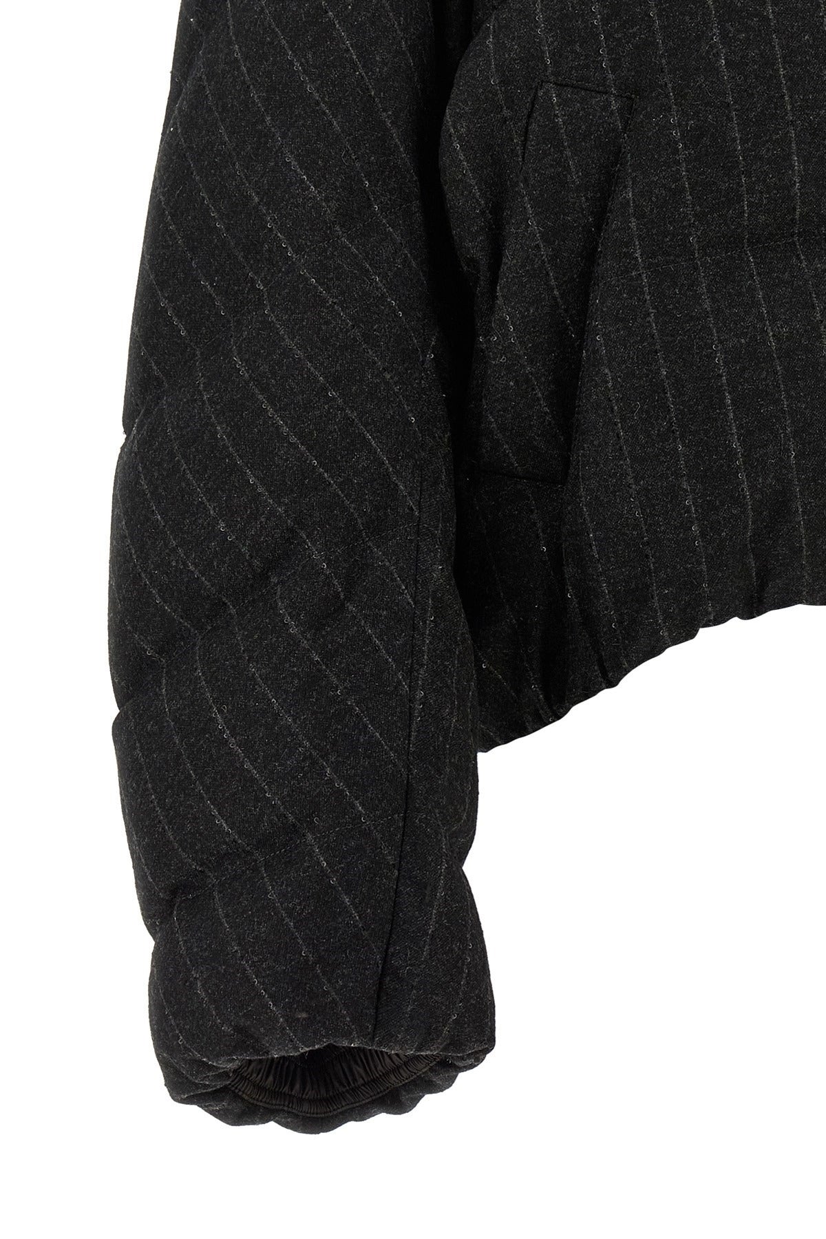 Brunello Cucinelli Micro Sequin Pinstriped Crop Down Jacket
