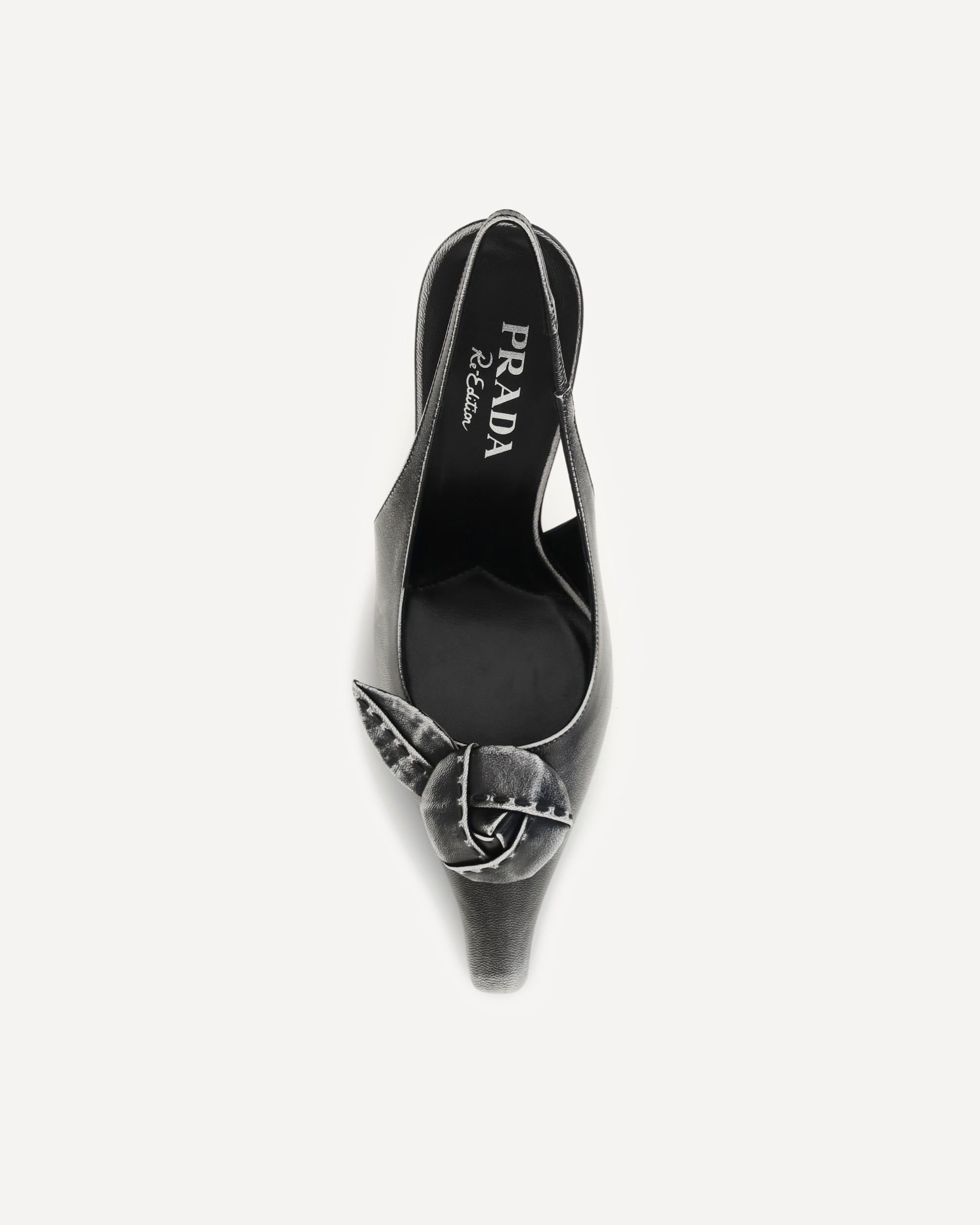 Prada Floral-Detail Leather Slingback Pumps