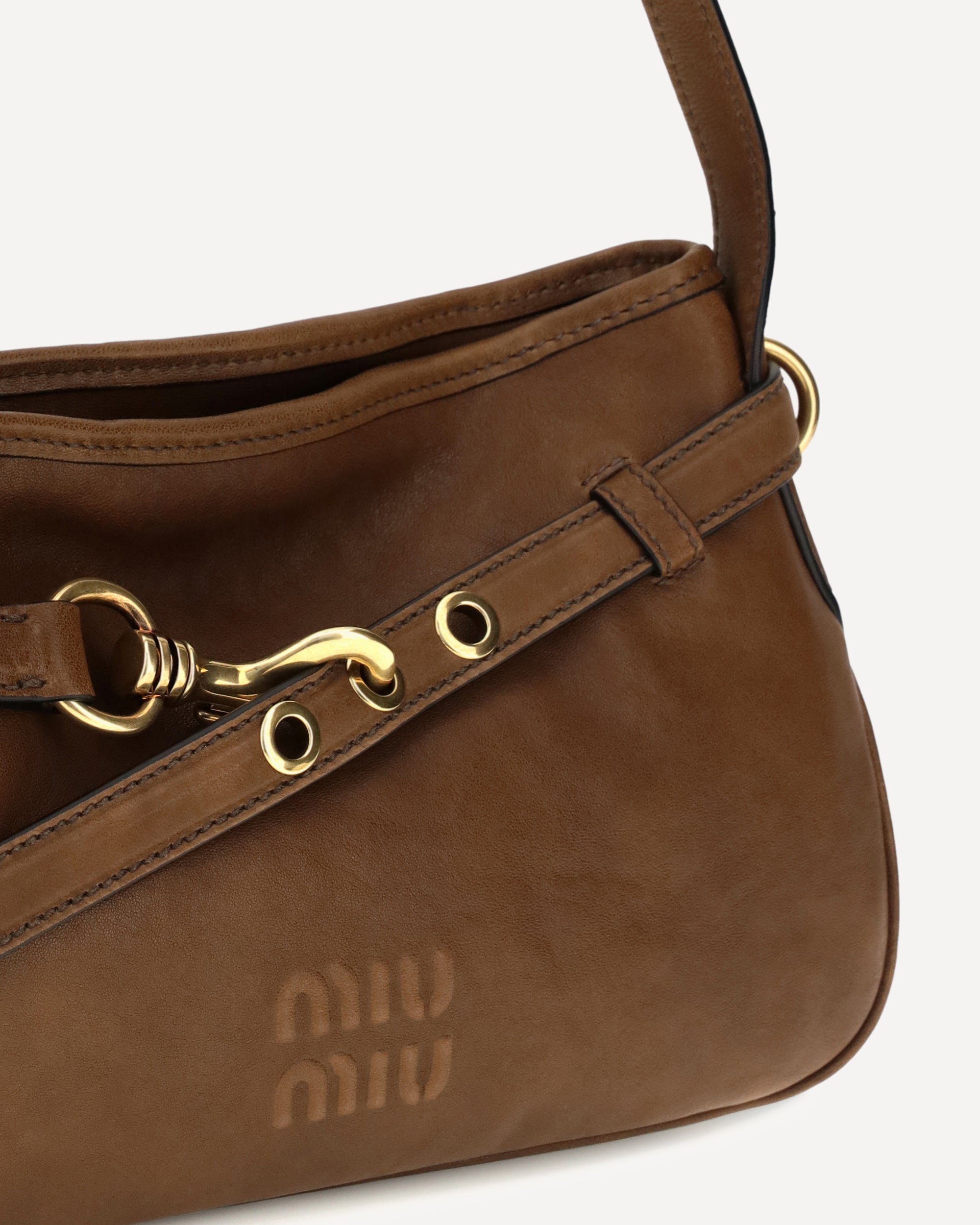 Miu Miu Leather Shoulder Bag With Buckle Detail | Sendegaro