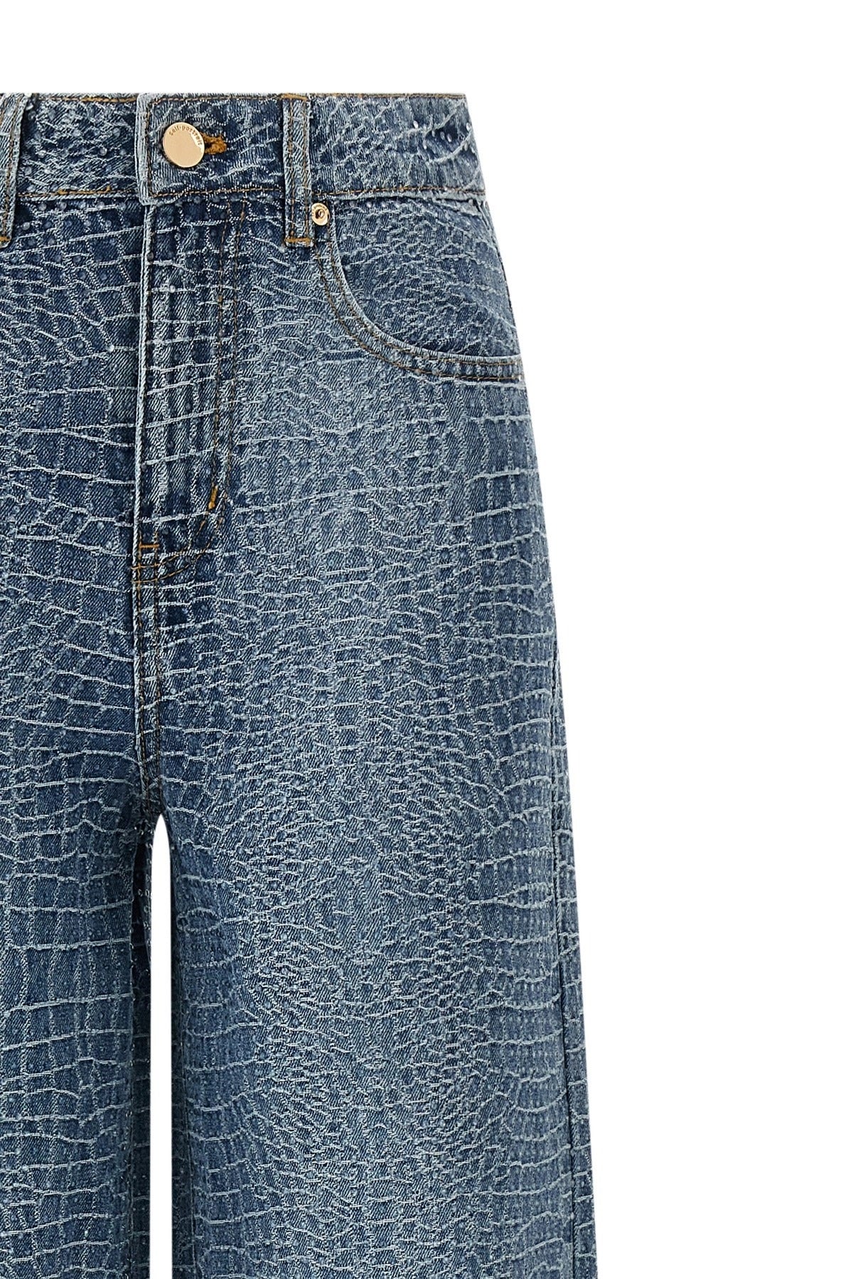Self-Portrait Rhinestone Croc Effect Jeans