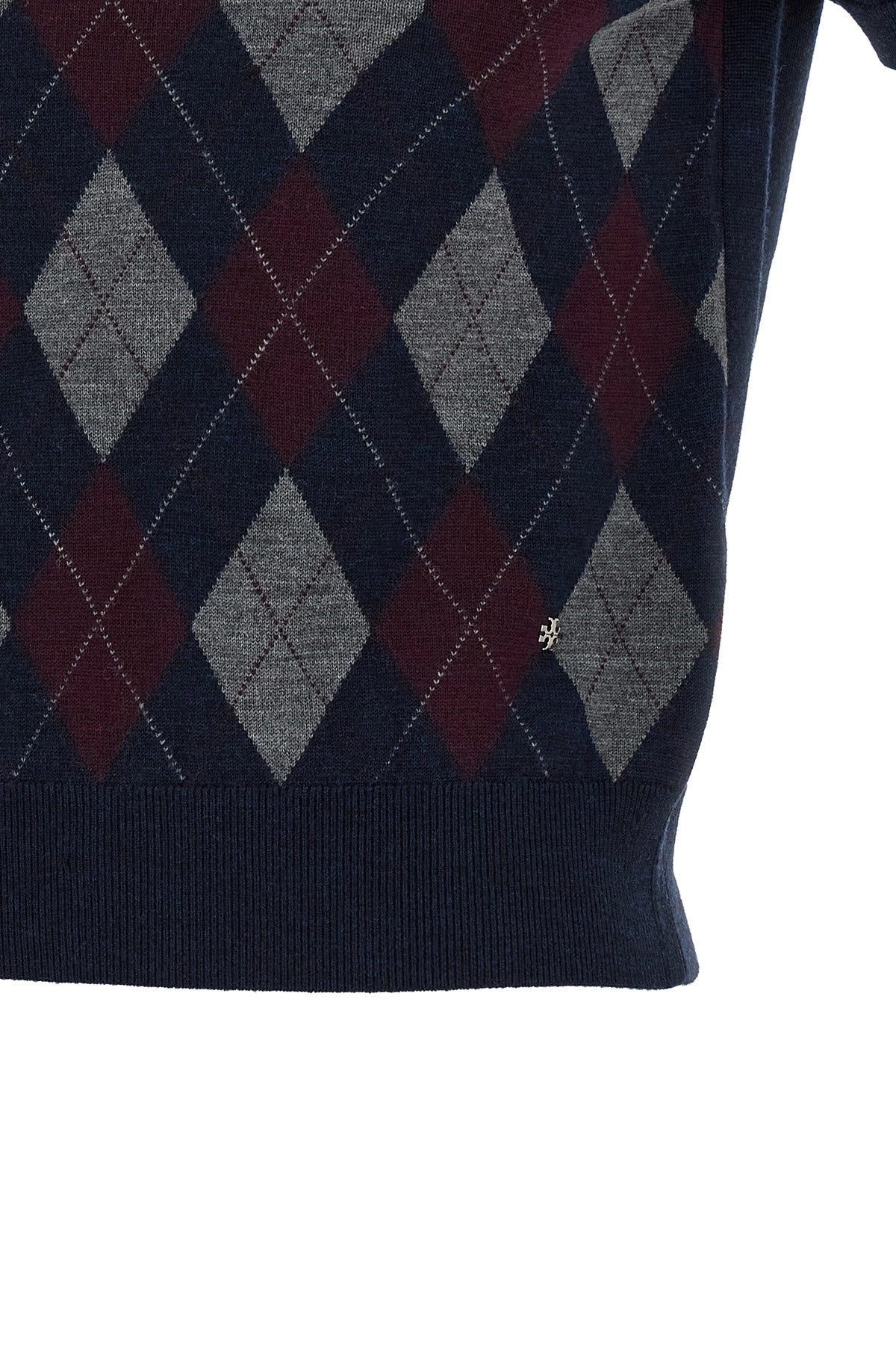 Tory Burch Argyle Short-Sleeve Sweater | Sendegaro