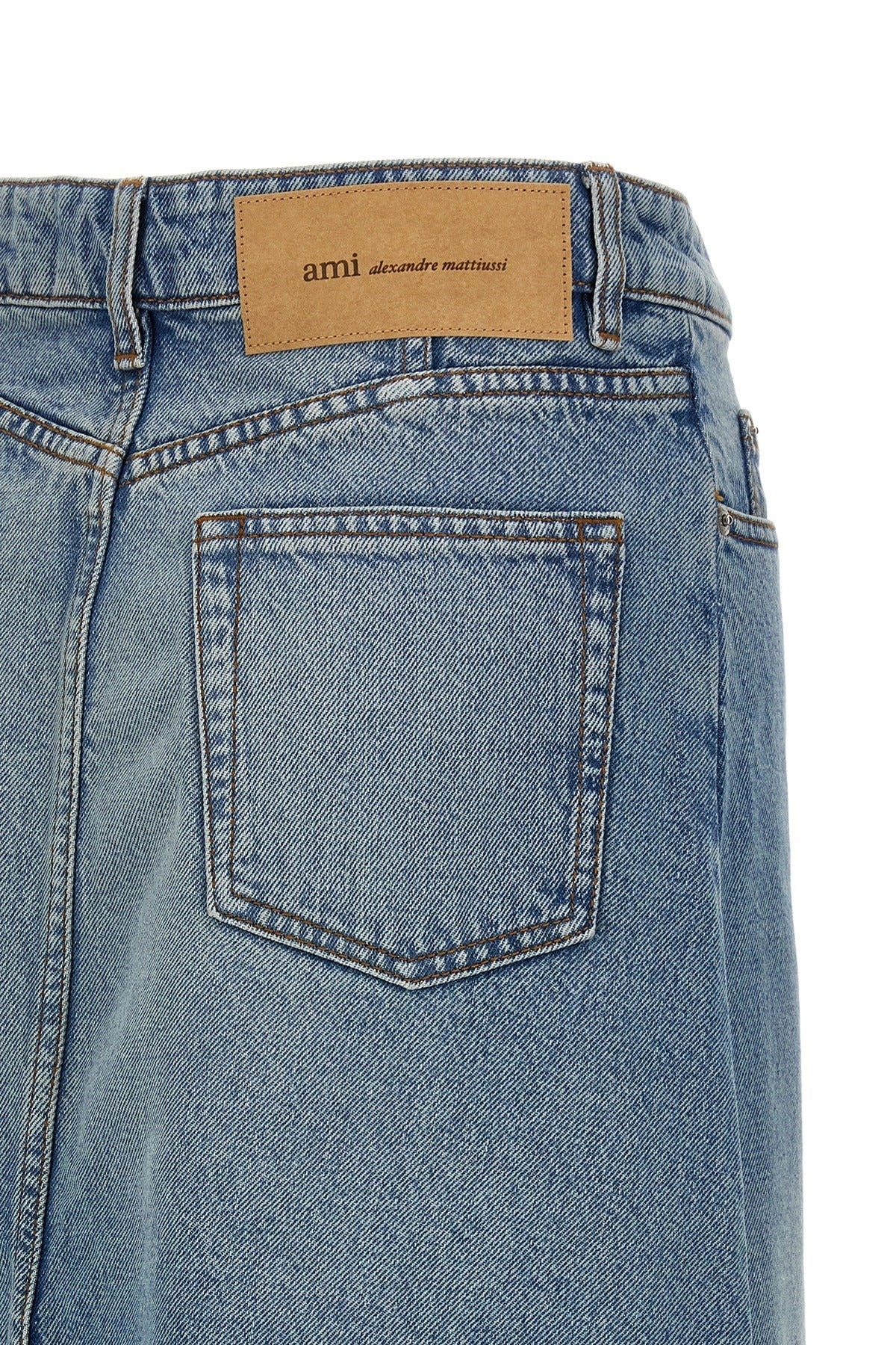 Ami Paris Trapeze Denim Midi Skirt