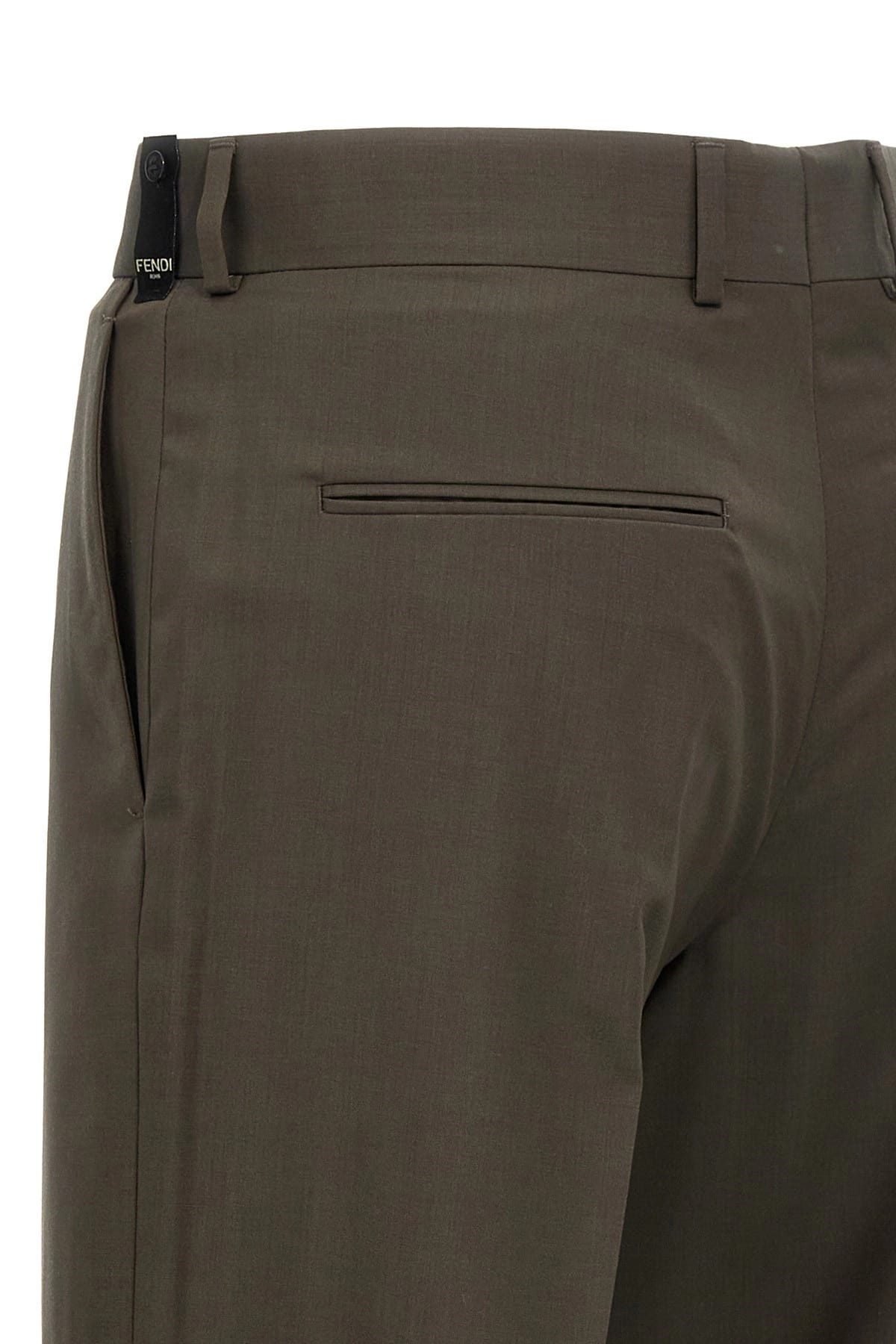 Fendi Cipresso Straight Leg Wool Pants
