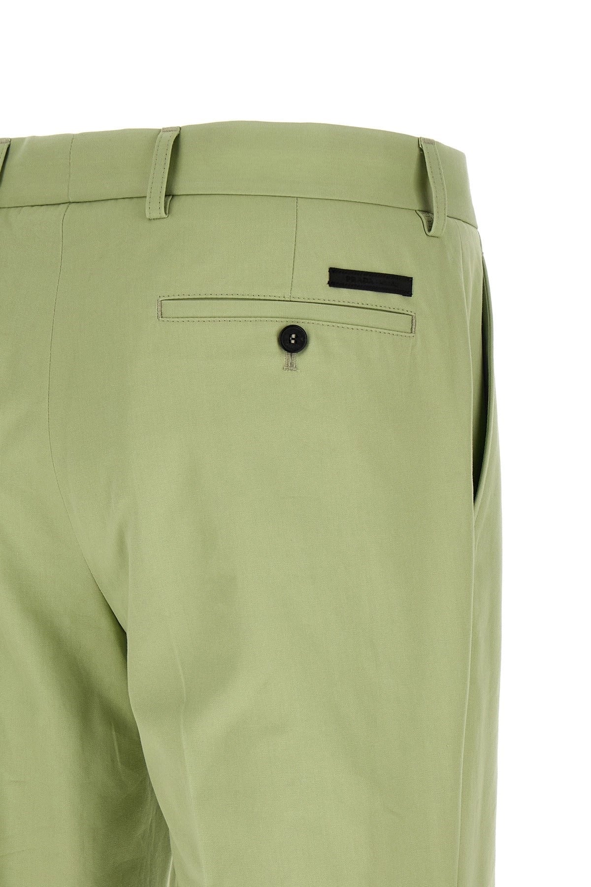 Prada Green Poplin Straight-Leg Pants | Sendegaro
