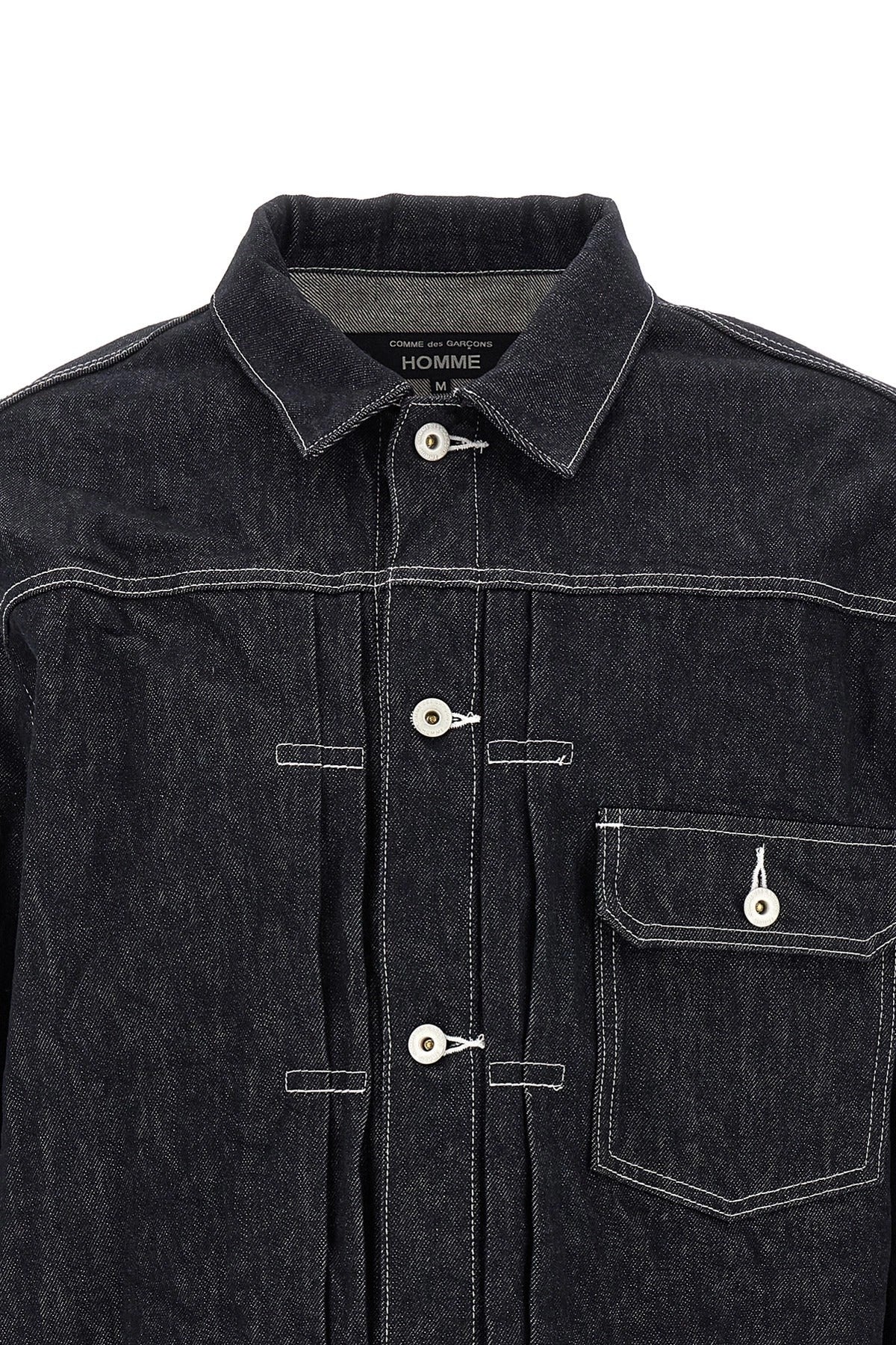Comme Des Garçons Pleated Detail Denim Jacket | Sendegaro