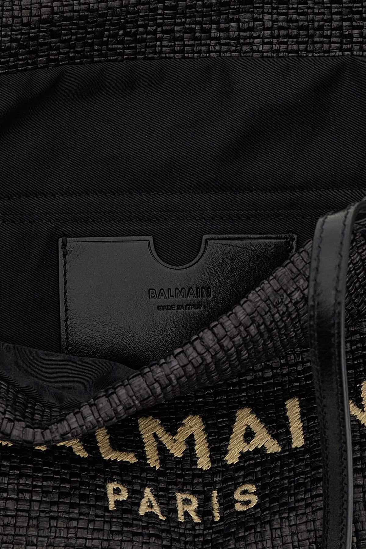 Balmain Track Small Rafia Tote Bag