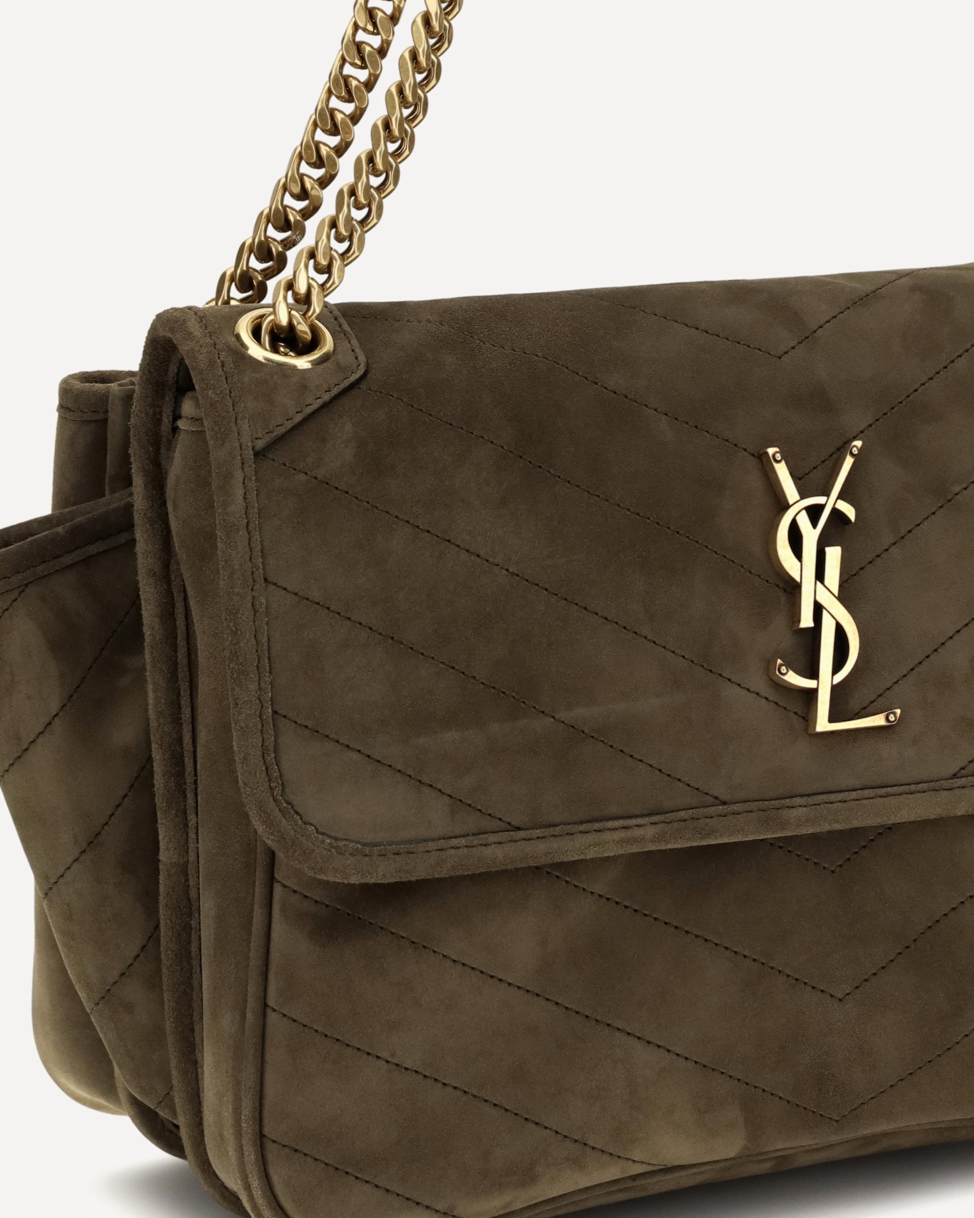 Saint Laurent Niki Tripouch Suede Shoulder Bag