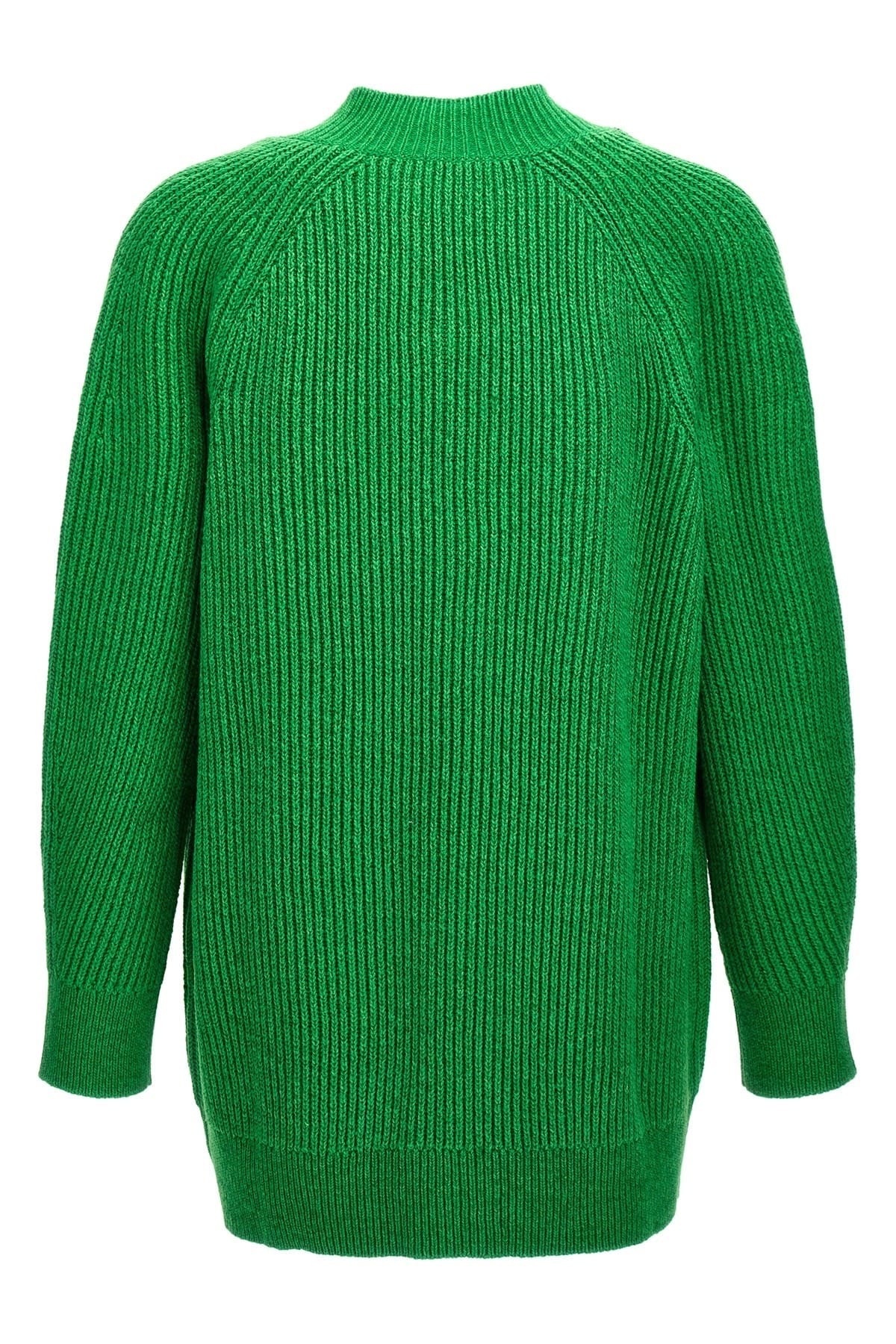 Jil Sander Green Oversized V-Neck Sweater | Sendegaro JP