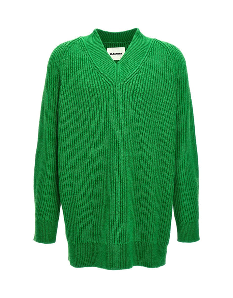 JIL SANDER グリーン Vネック タンクトップ　38 Jil Sander Green Oversized V-Neck Sweater | Sendegaro JP
