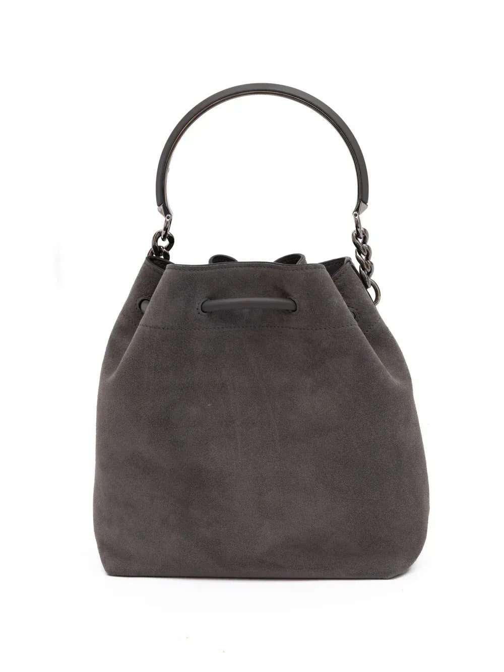 Jimmy Choo Engraved Logo Bon Bon Suede Bucket Bag