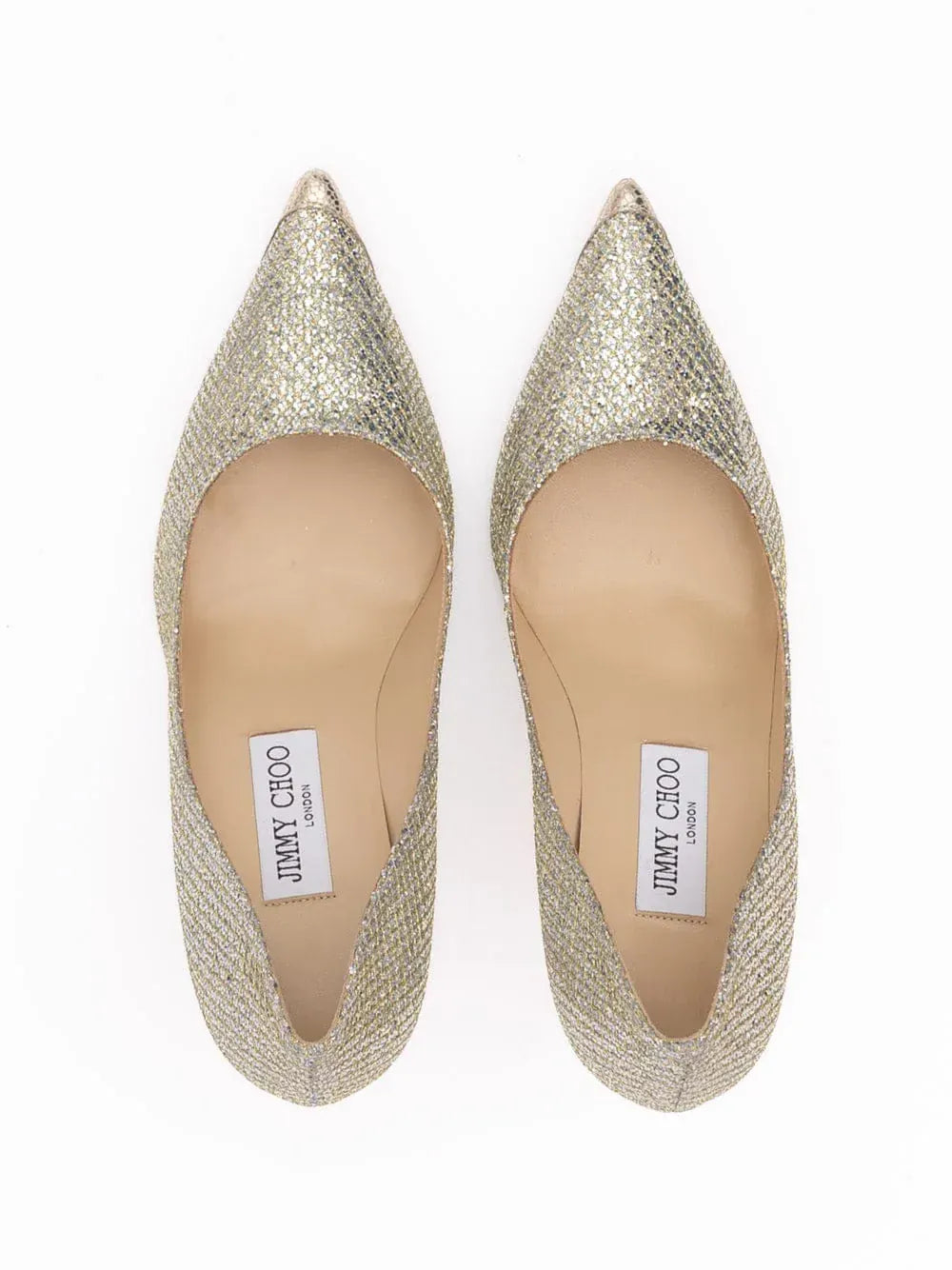 Jimmy Choo Glitter Fabric Agnes Pumps