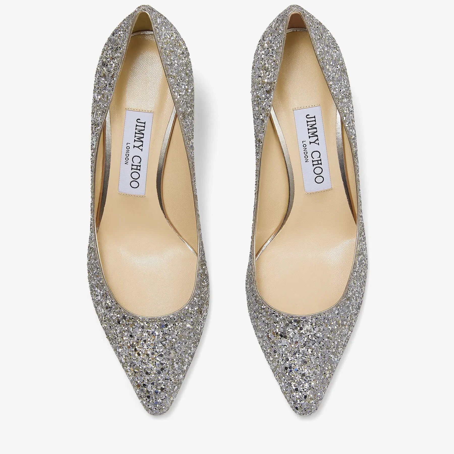 Jimmy Choo Romy 60 Champagne Coarse Glitter Pointed Pumps