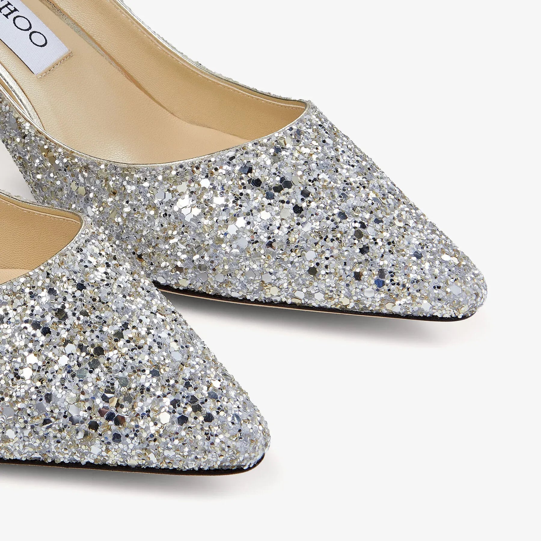 Jimmy Choo Romy 60 Champagne Coarse Glitter Pointed Pumps
