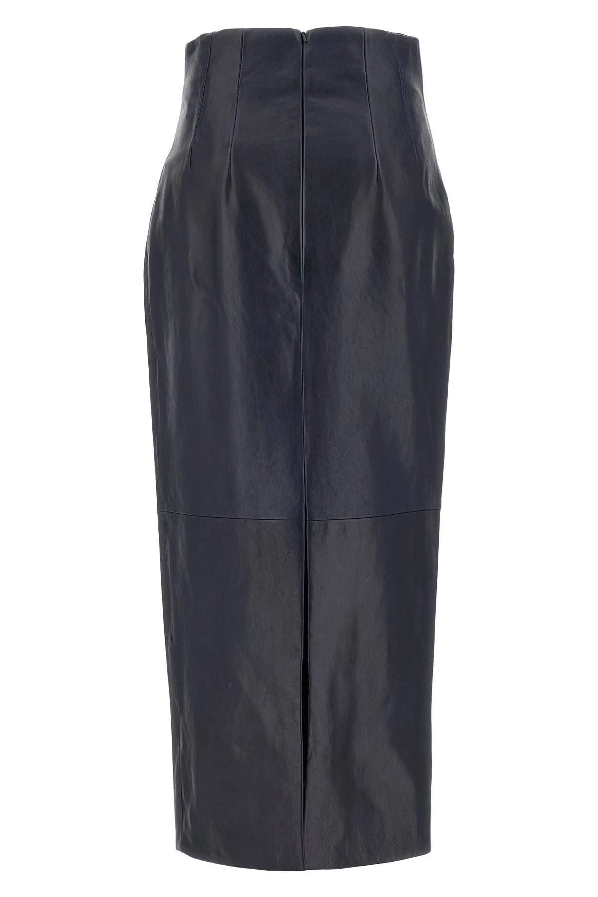 Khaite Khaite Loxley Leather Midi Skirt
