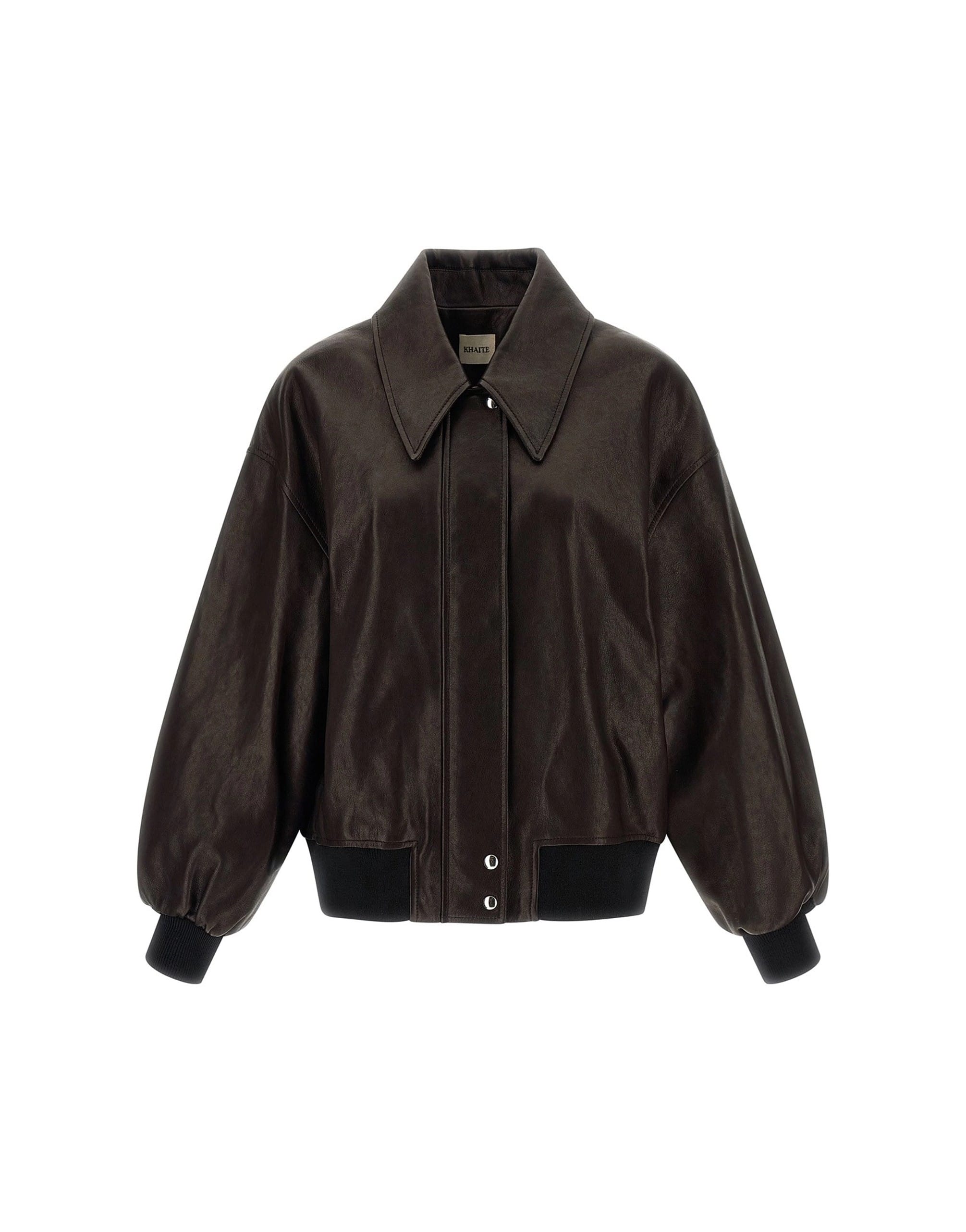 Khaite Khaite Shelman Leather Bomber Jacket