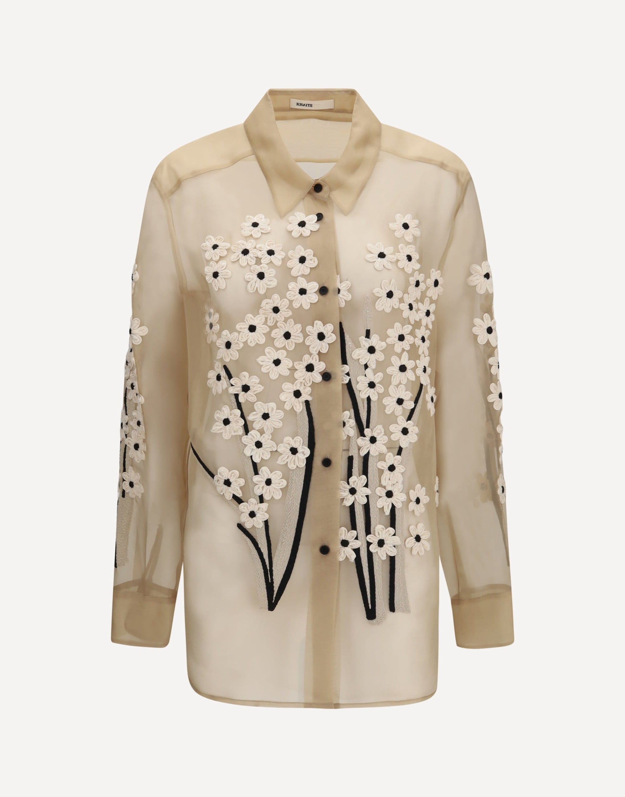 Khaite Khaite Silk Organza Shirt With Floral Embroidery