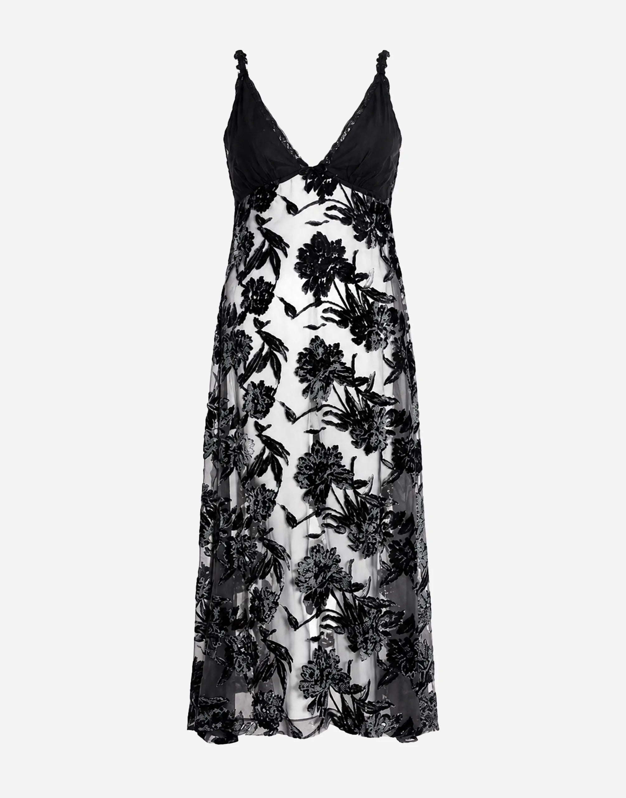 Lardini Lardini Floral Embroidered Sheer Maxi Dress