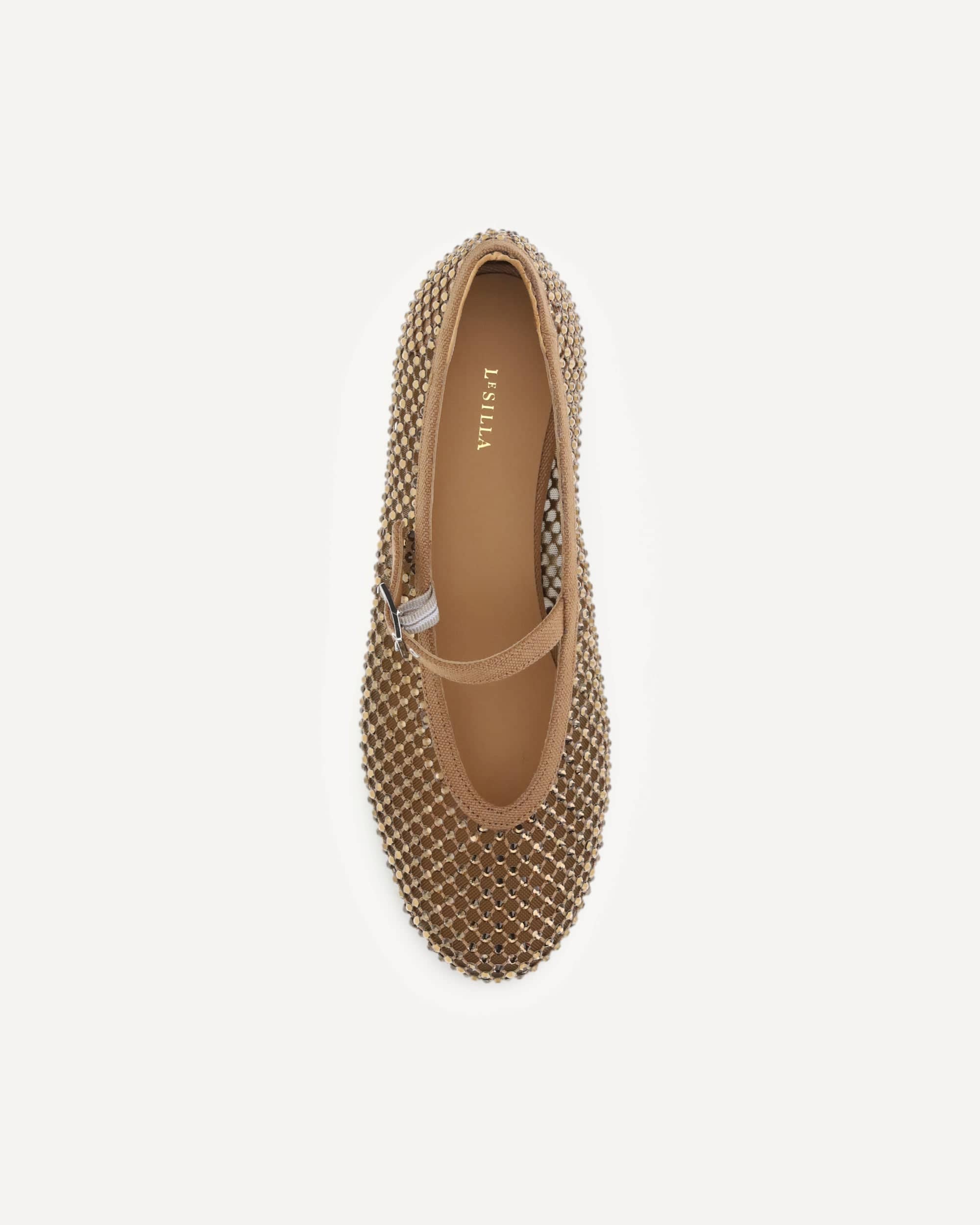 LE SILLA Gilda Mesh Ballerinas With Crystals