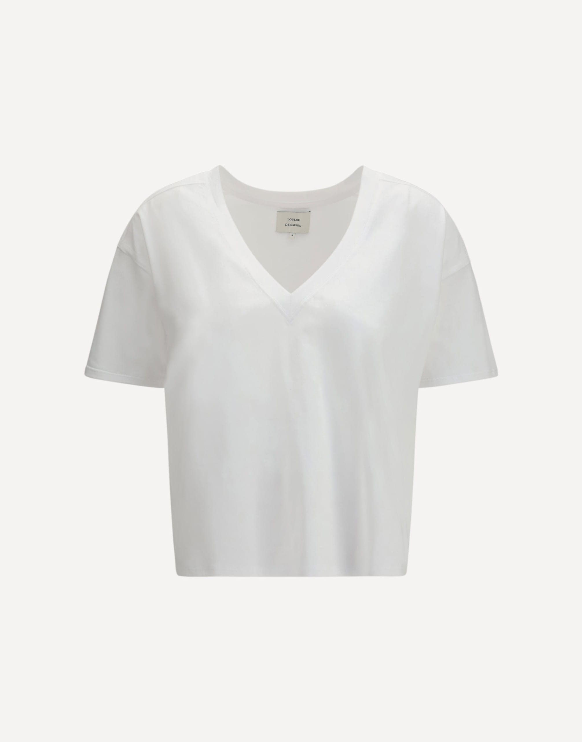 Loulou De Saison Cropped Cotton V-Neck T-Shirt