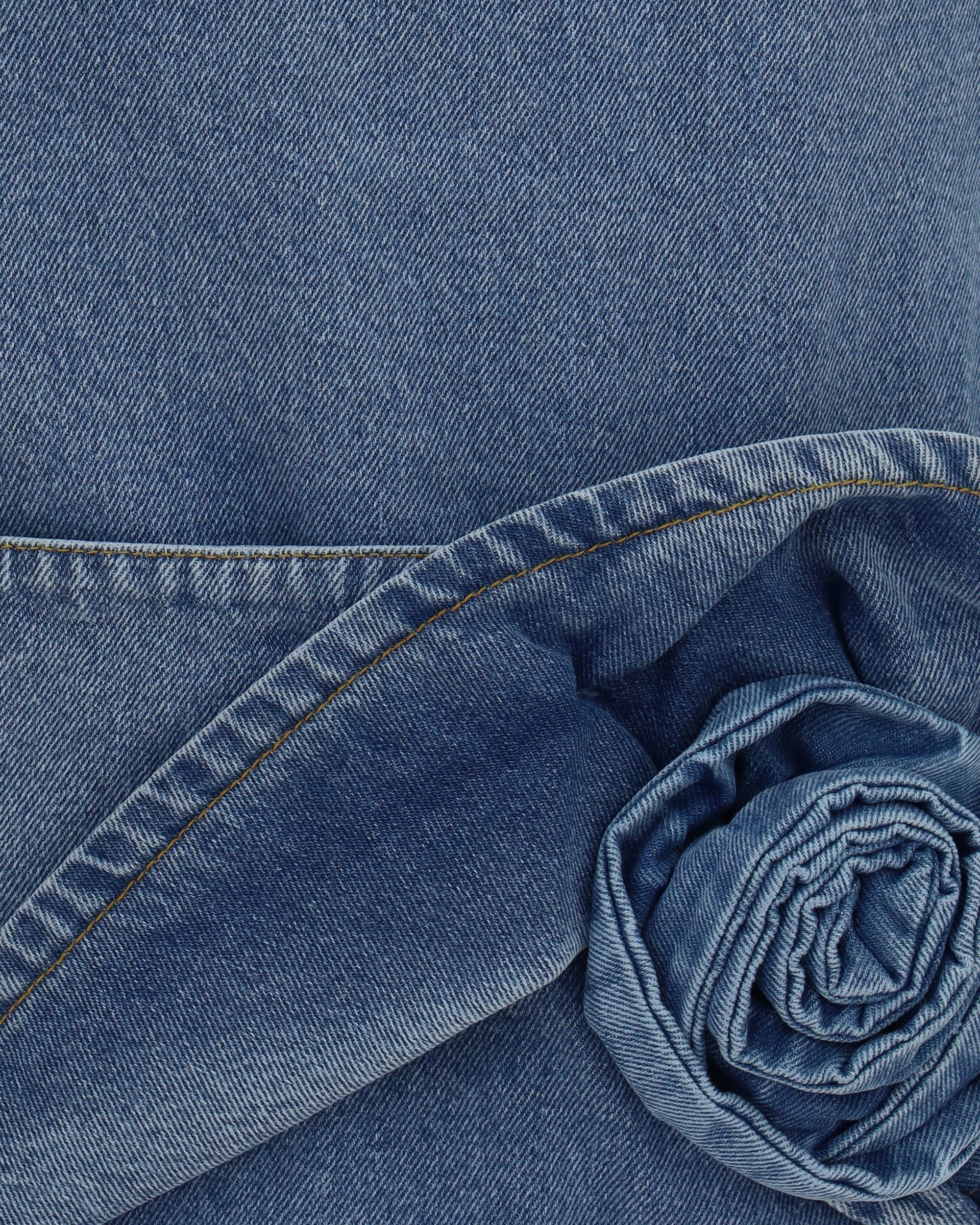 Magda Butrym abito mini in denim con scollo all'americana