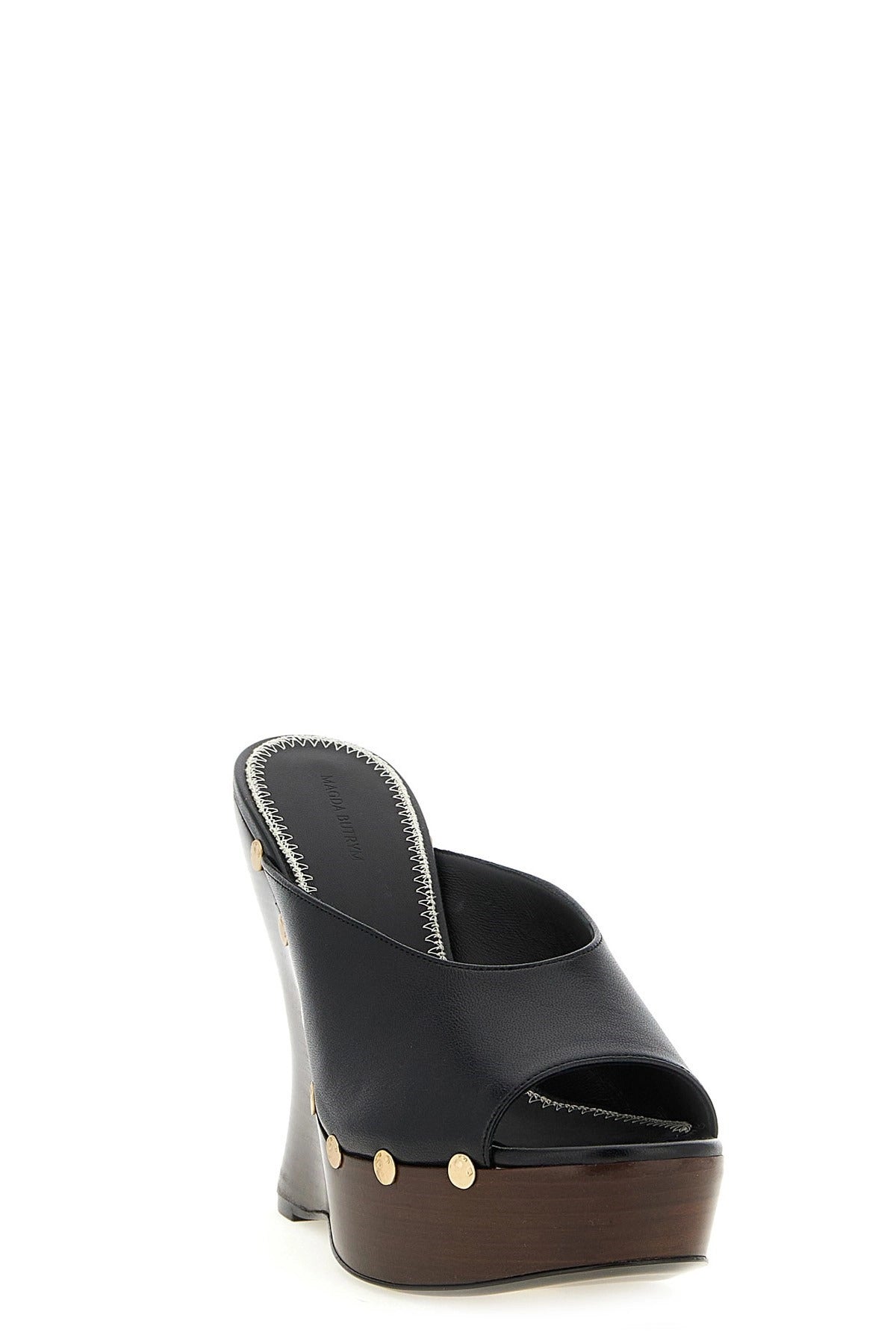 Magda Butrym Leather Studded Wedge Mules