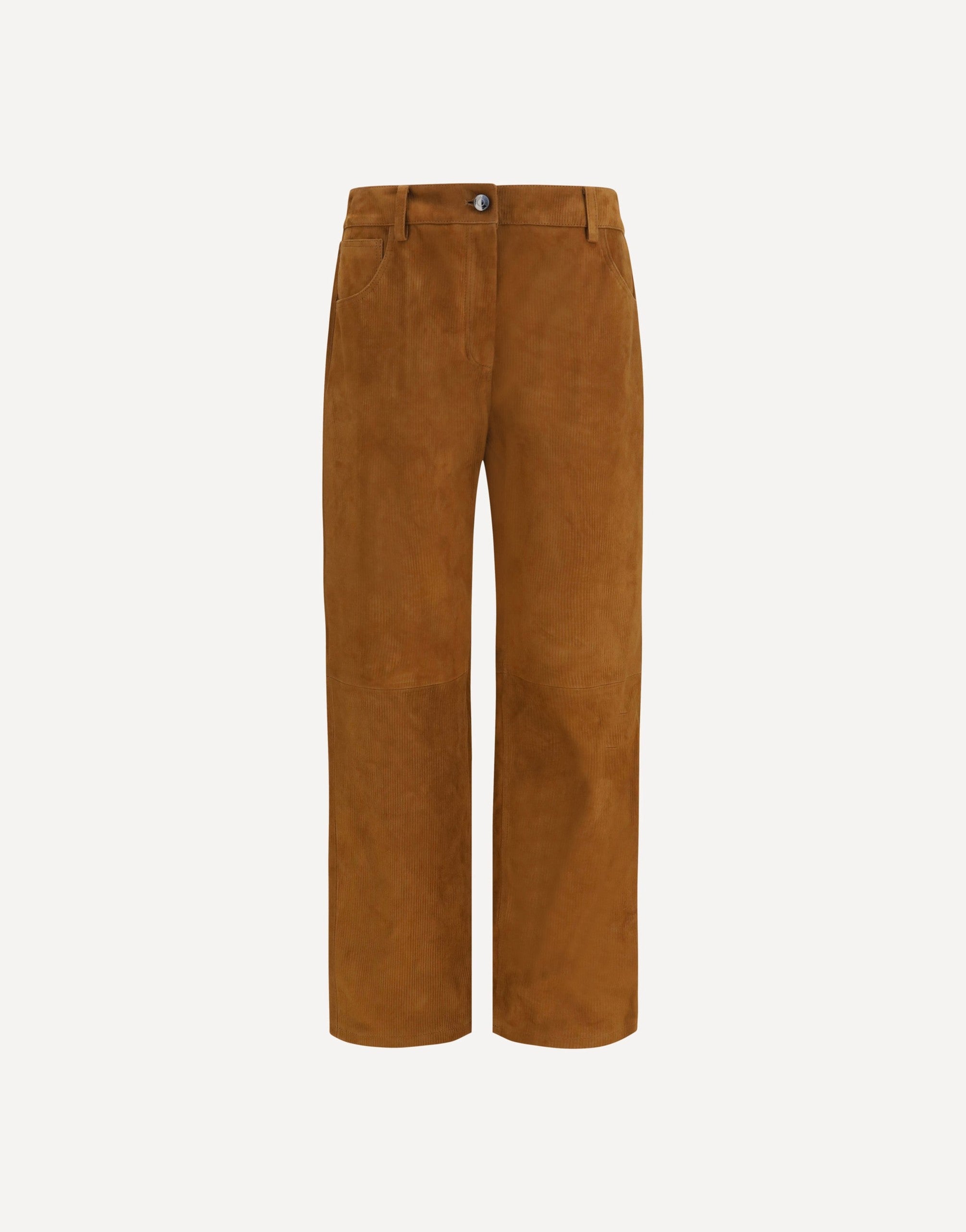 Calça de couro com efeito cotelê de perna reta Magda Butrym