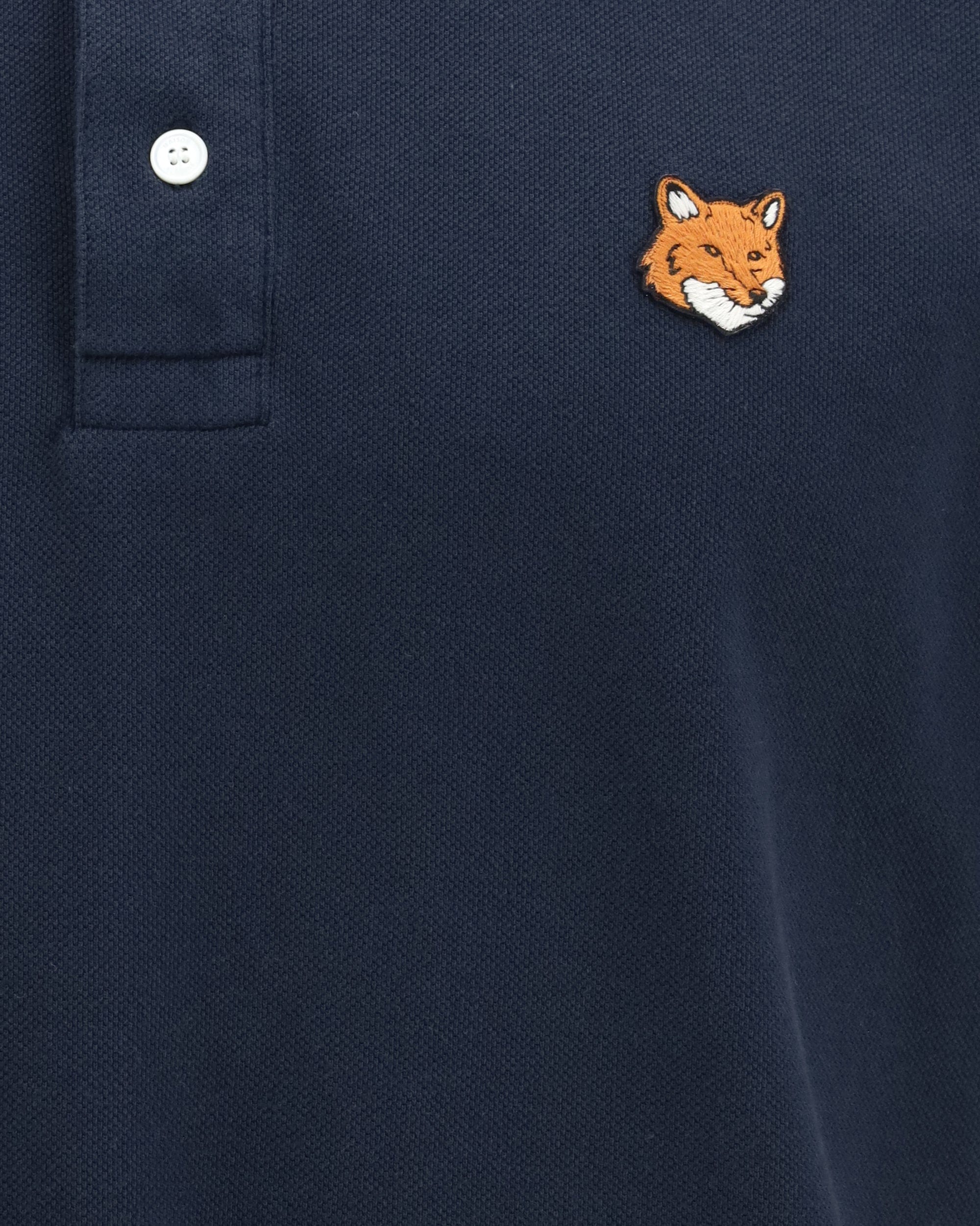 Maison Kitsuné Fox Head Polo In Organic Cotton Piqué