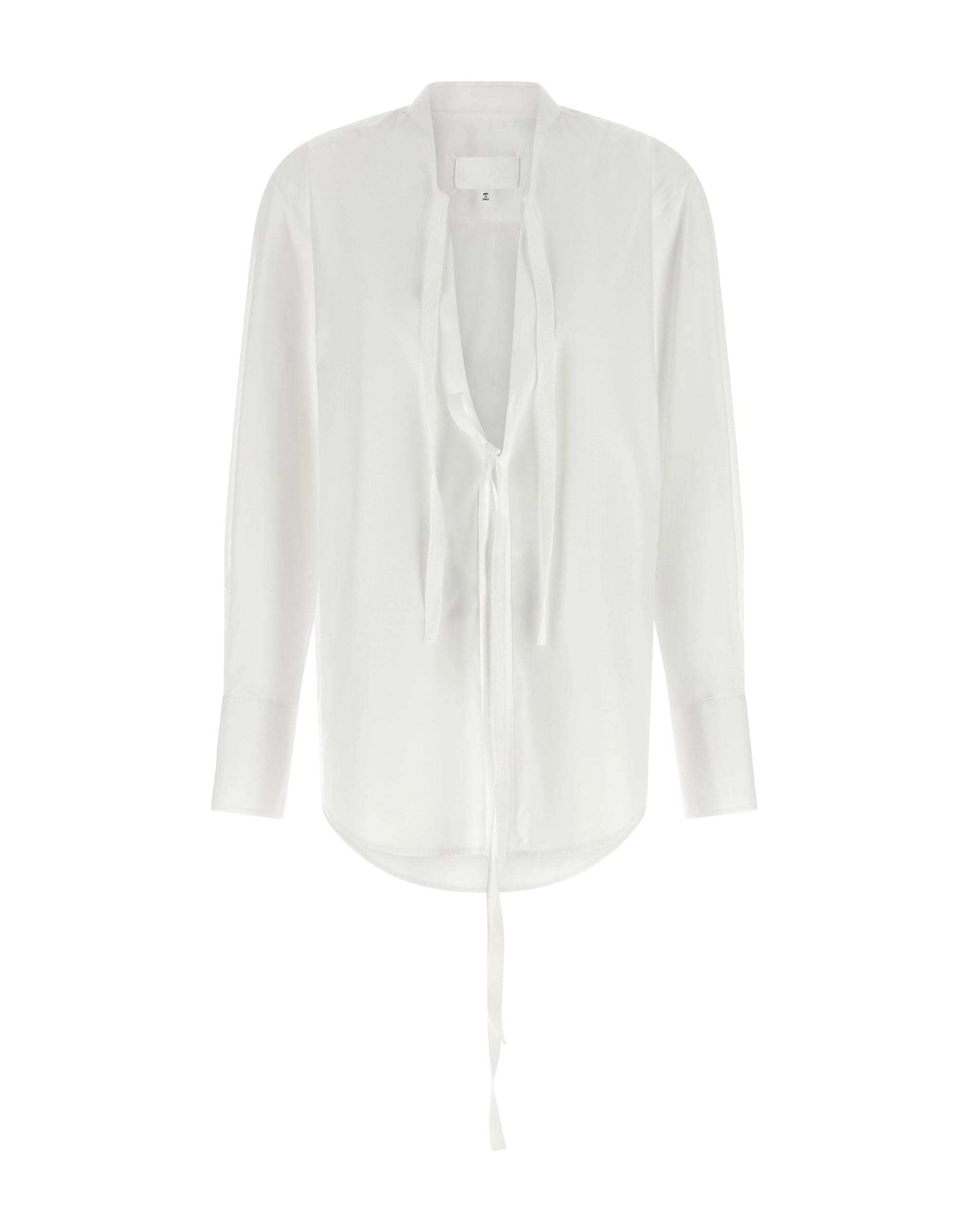 Maison Margiela コットンポプリン Vネック長袖シャツ
