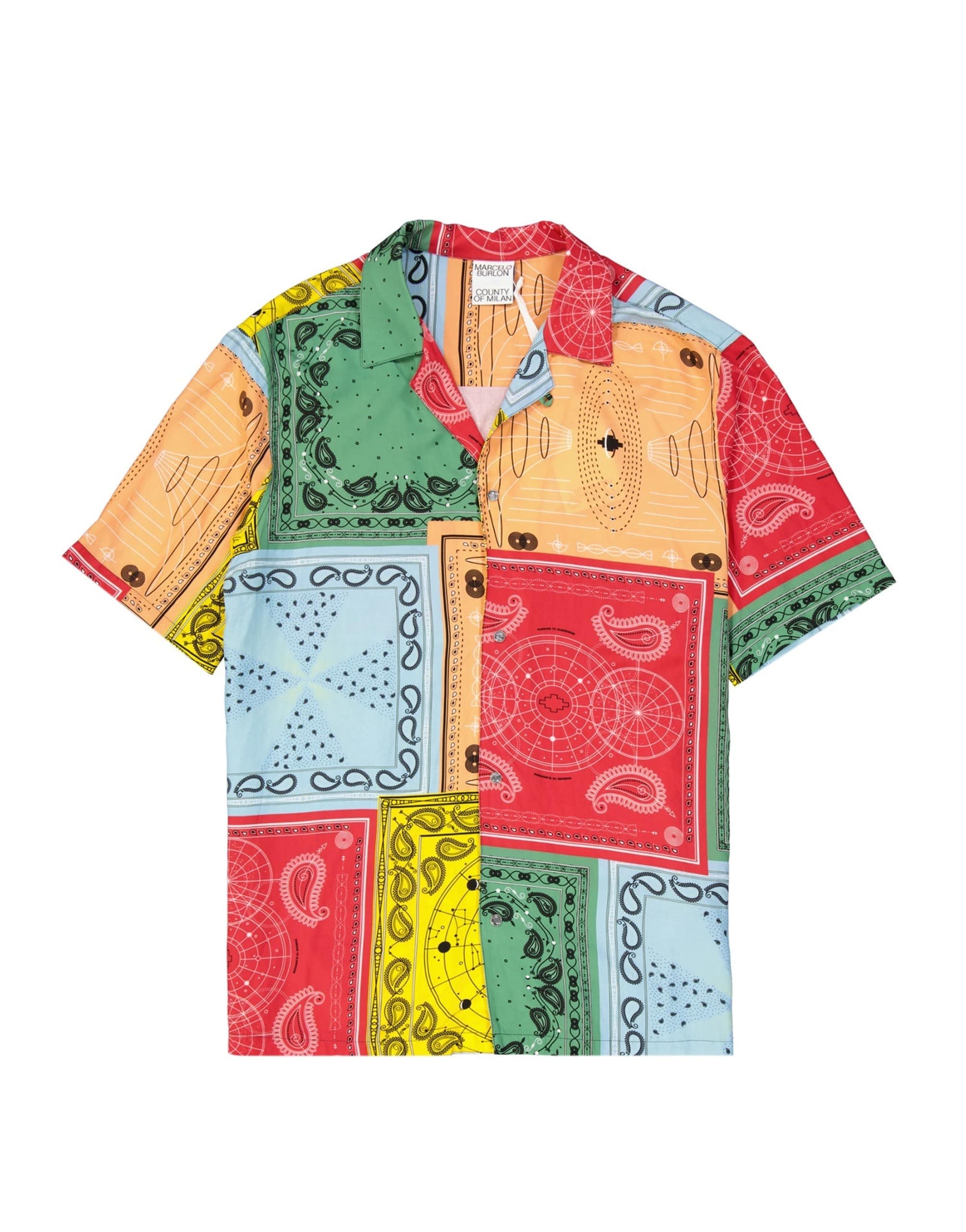 Marcelo Burlon Colour-Block Viscose Short Sleeve Shirt