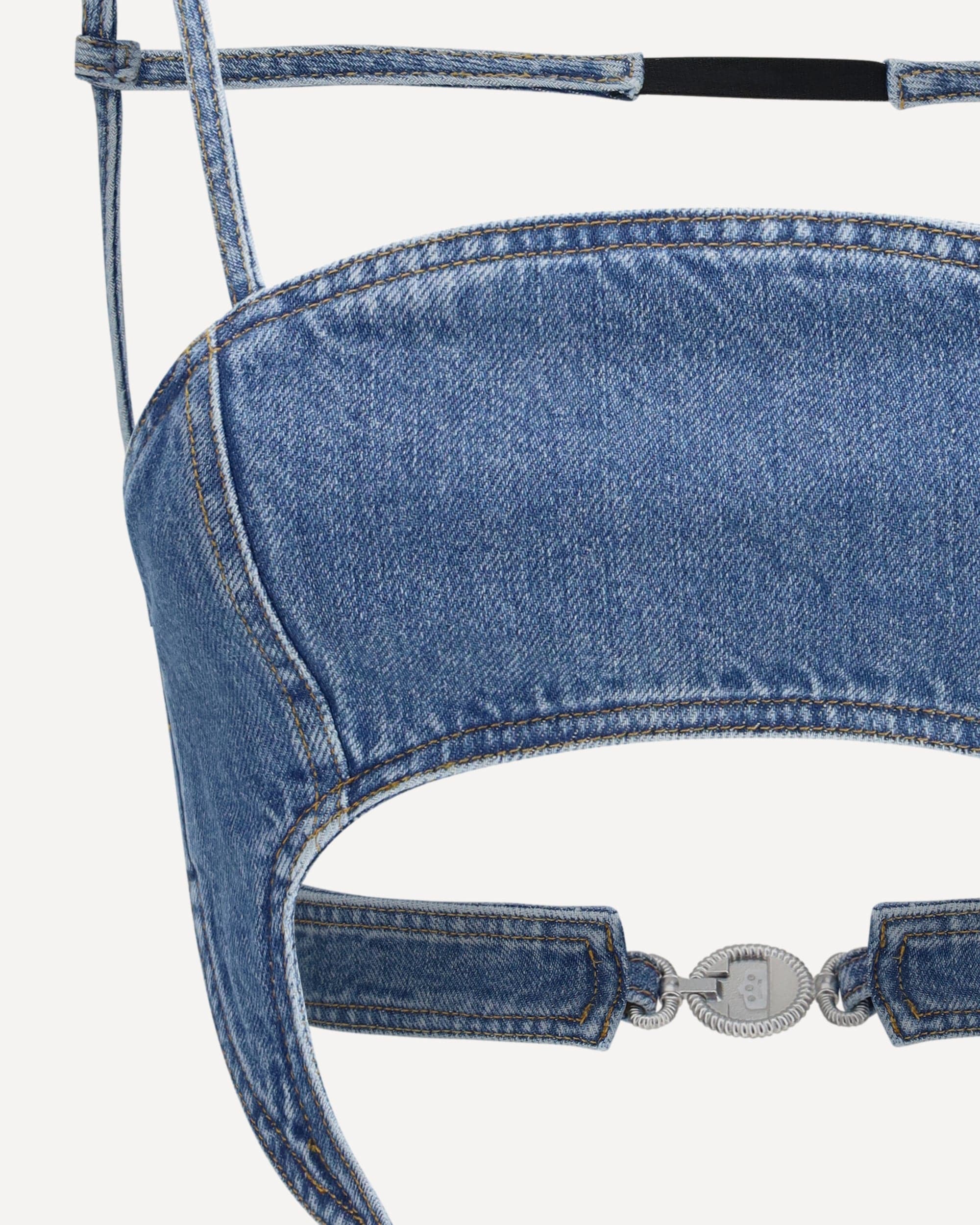 Marine Serre Denim Moon Top In Organic Cotton