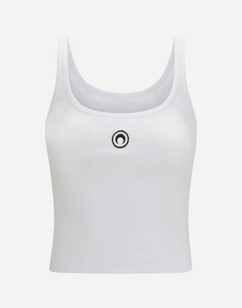 Marine Serre Moon Logo Ribbed Jersey Cropped Tank Top | Sendegaro GR