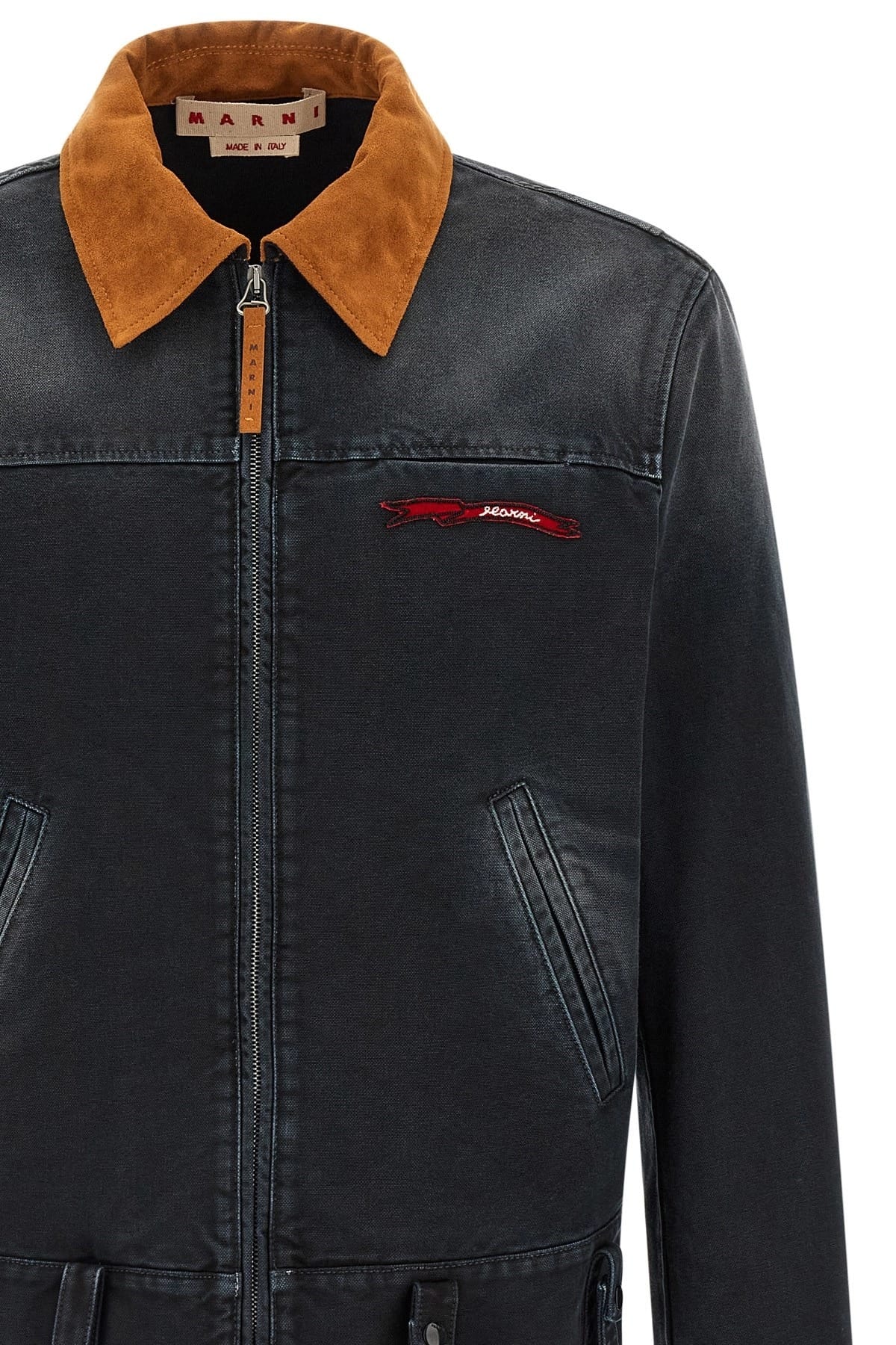 Marni Marni Canvas Jacket With Suede Collar