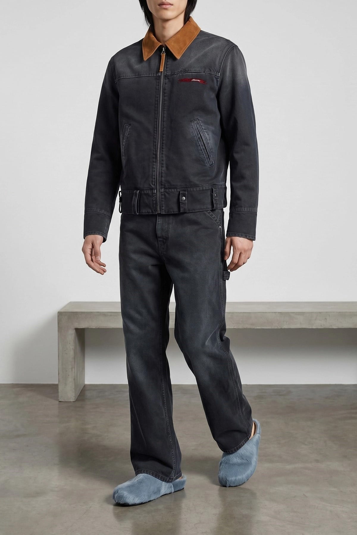 Marni Canvas Jacket With Suede Collar - alternate view