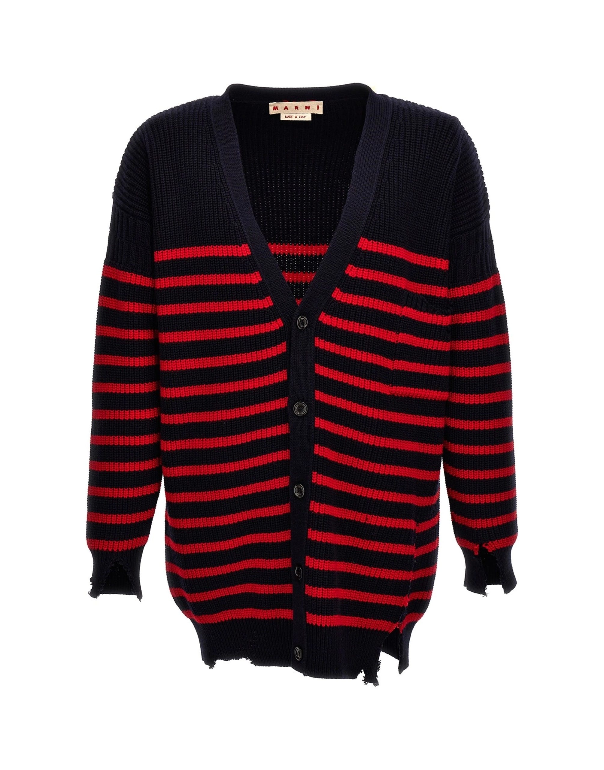 Marni Marni Destroyed Effect Striped Cardigan