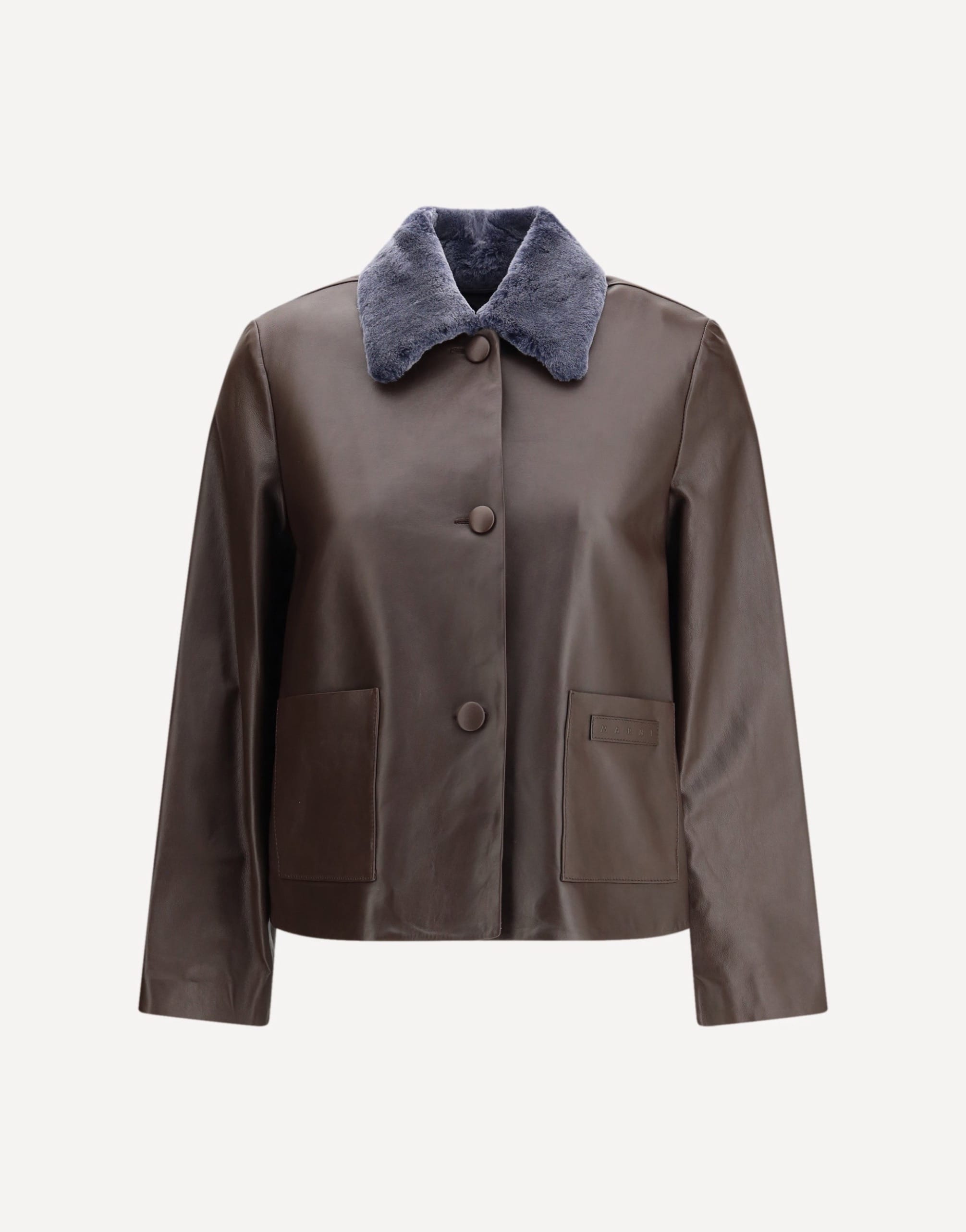 Marni Leather Jacket With Shearling Collar