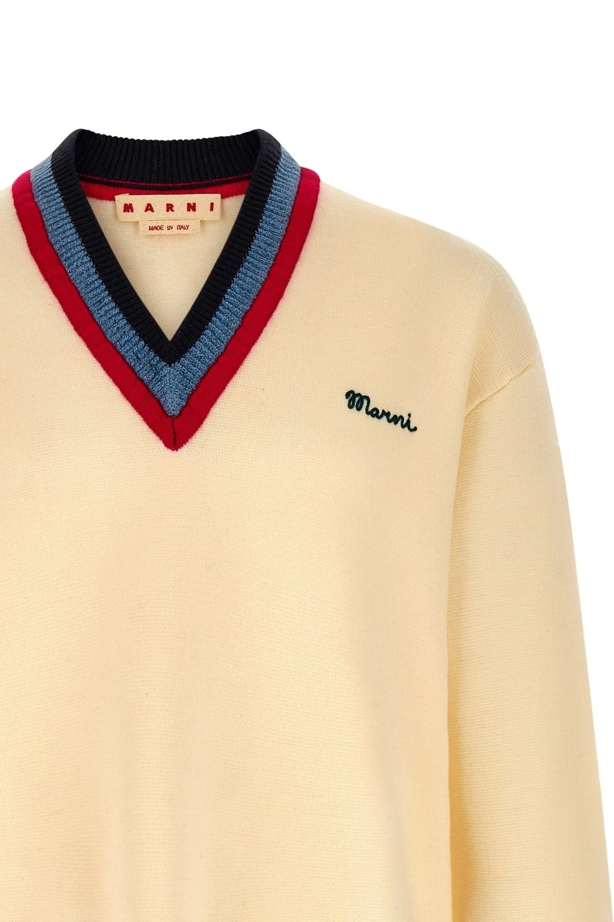 Marni Marni Logo Embroidery V-Neck Sweater