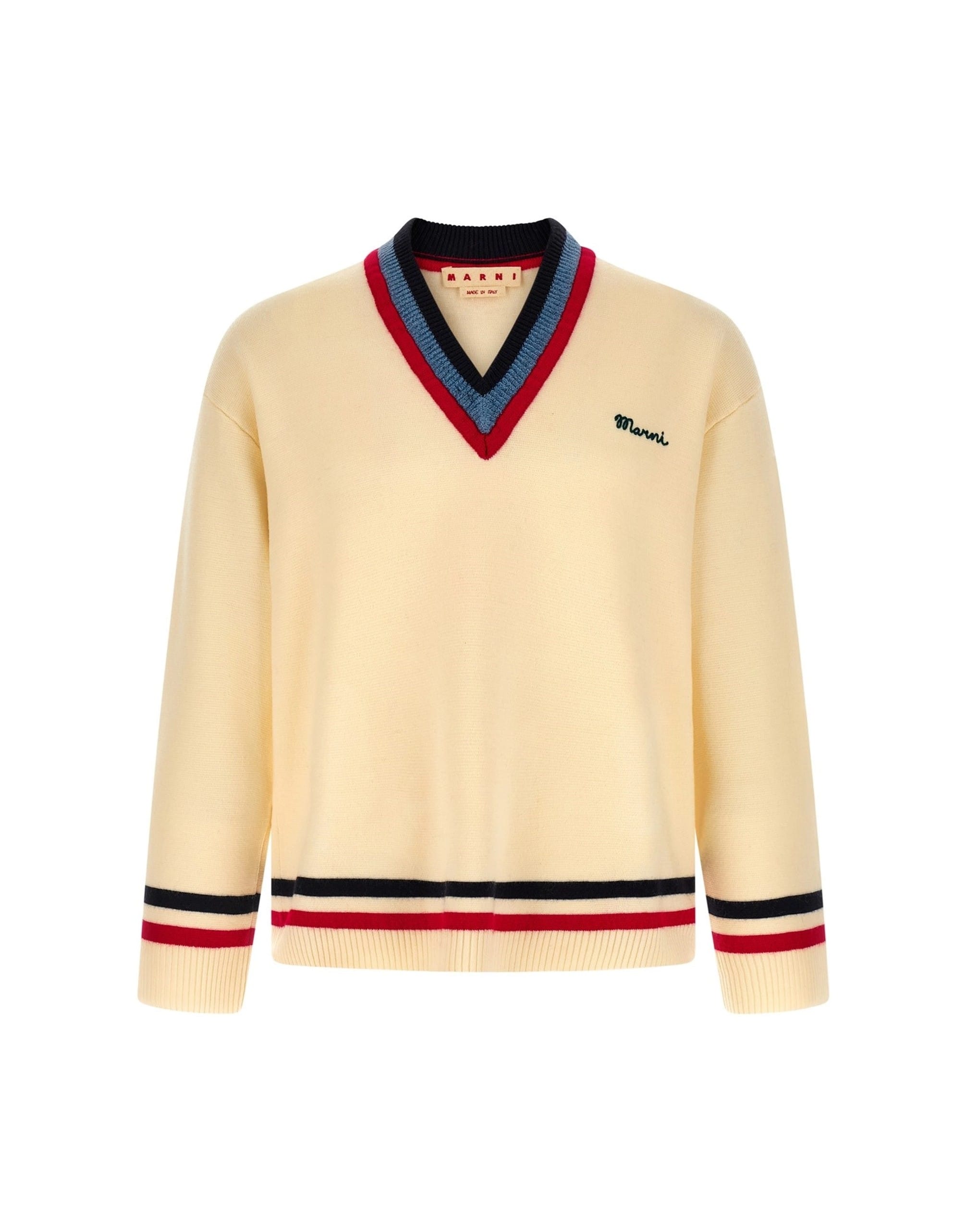 Marni Marni Logo Embroidery V-Neck Sweater