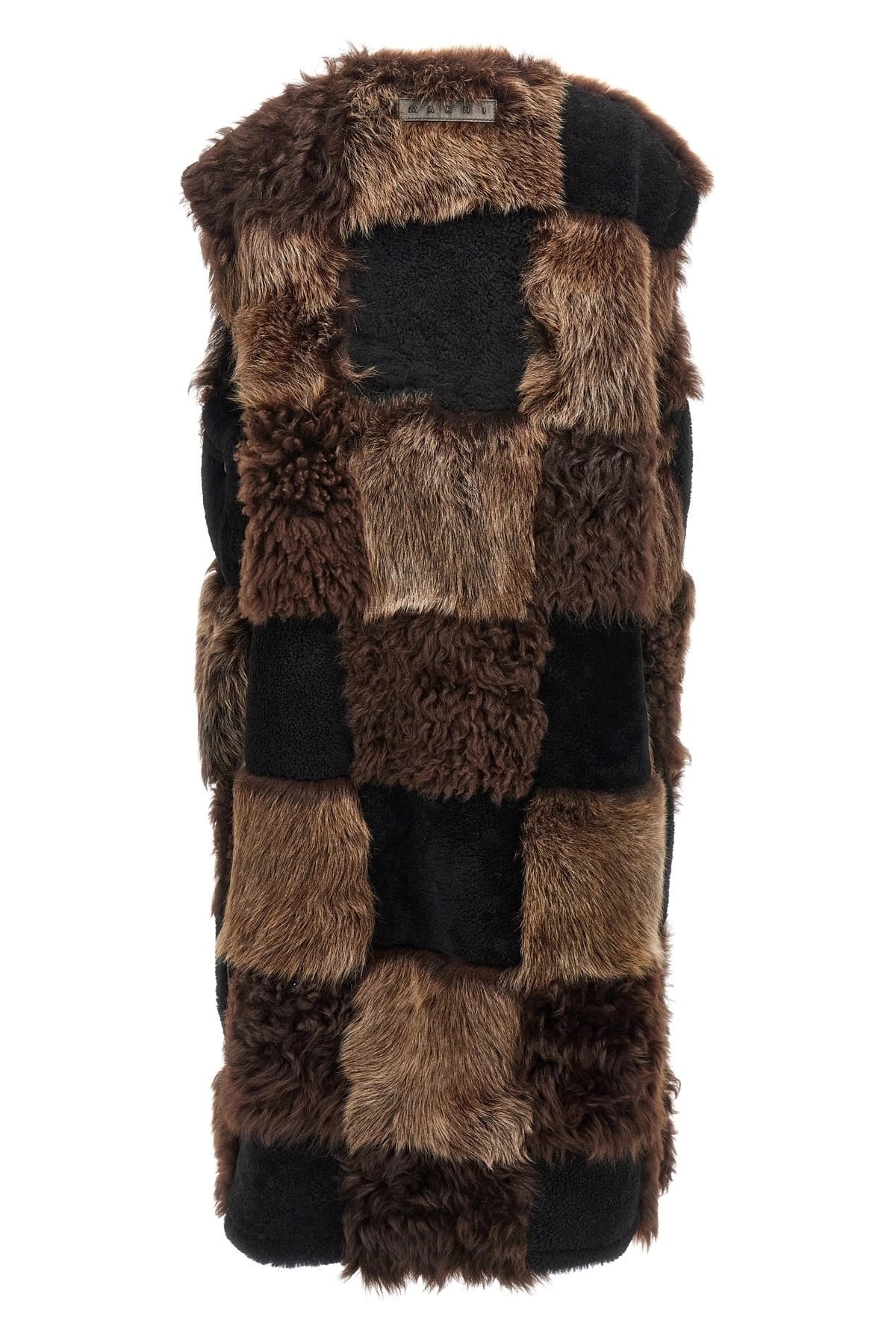 Marni Marni Long Checkerboard Shearling Vest