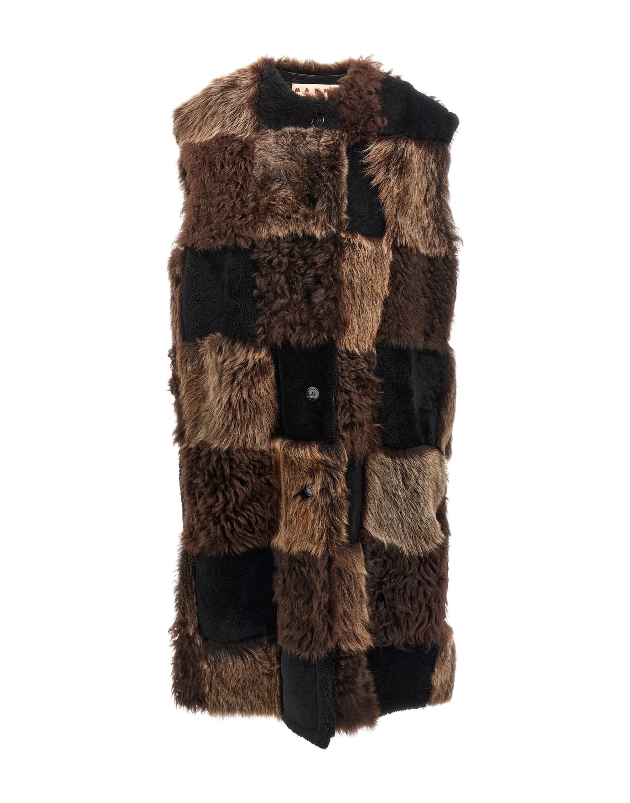 Marni Marni Long Checkerboard Shearling Vest