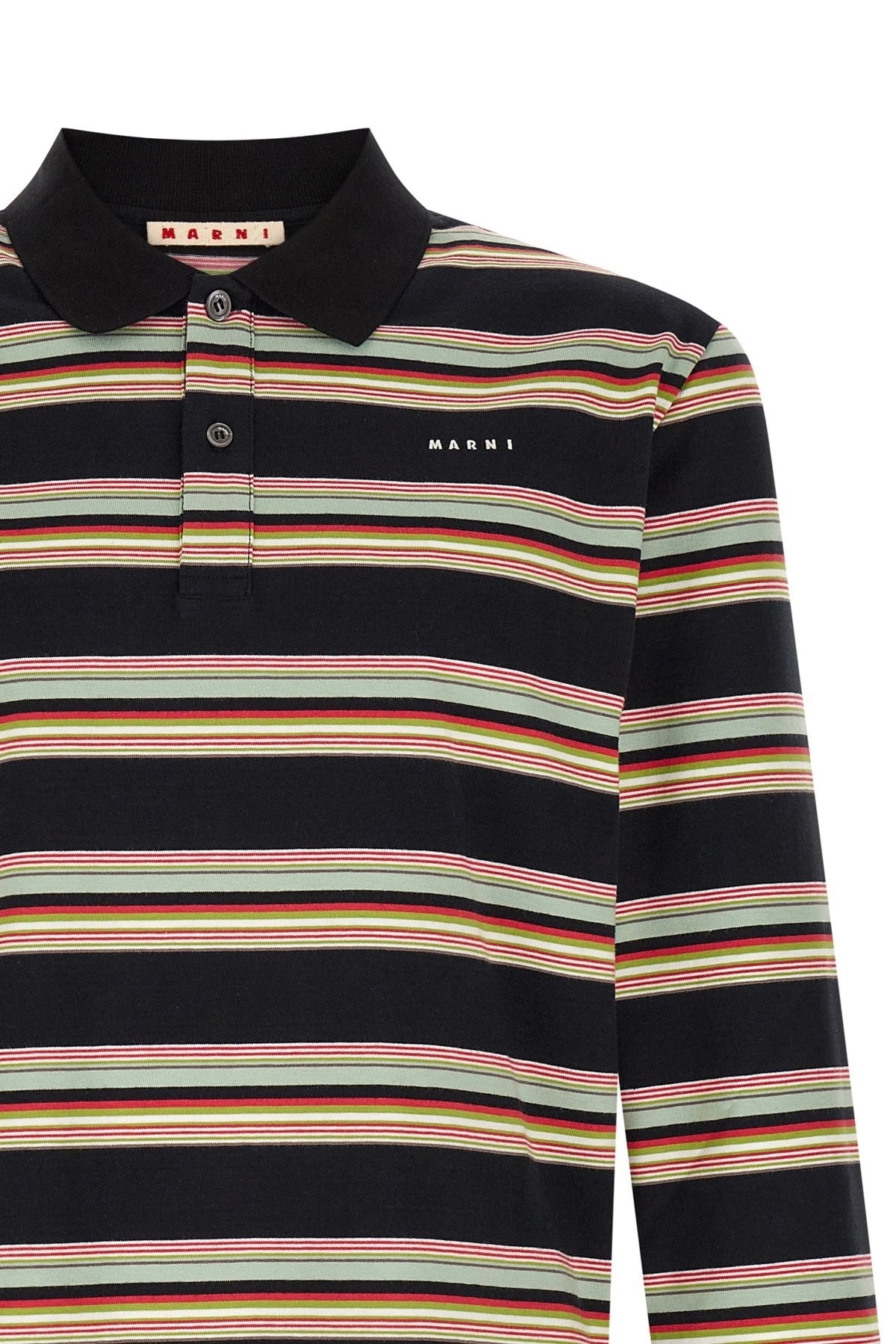 Marni Long-Sleeved Striped Polo Shirt