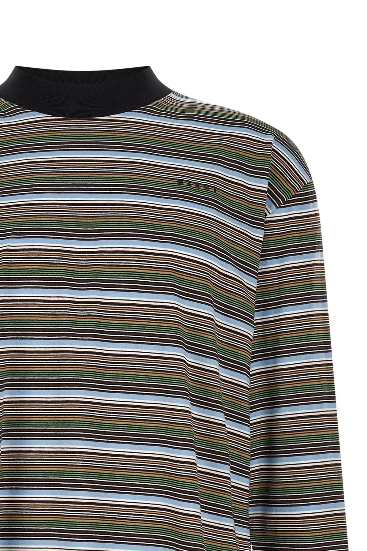 Marni Multicolor Striped Mock Neck T-Shirt