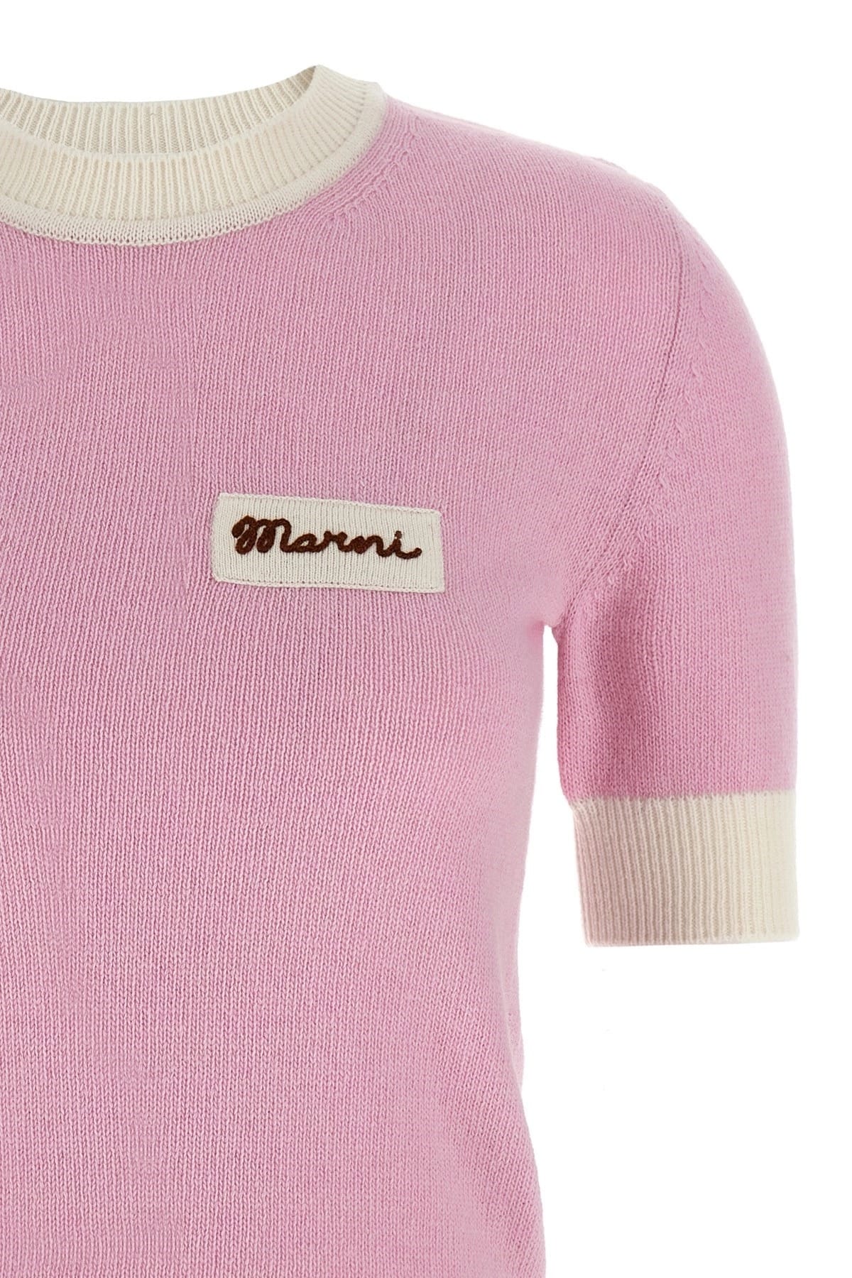 Marni Marni Pink Cropped Logo-Embroidered Sweater